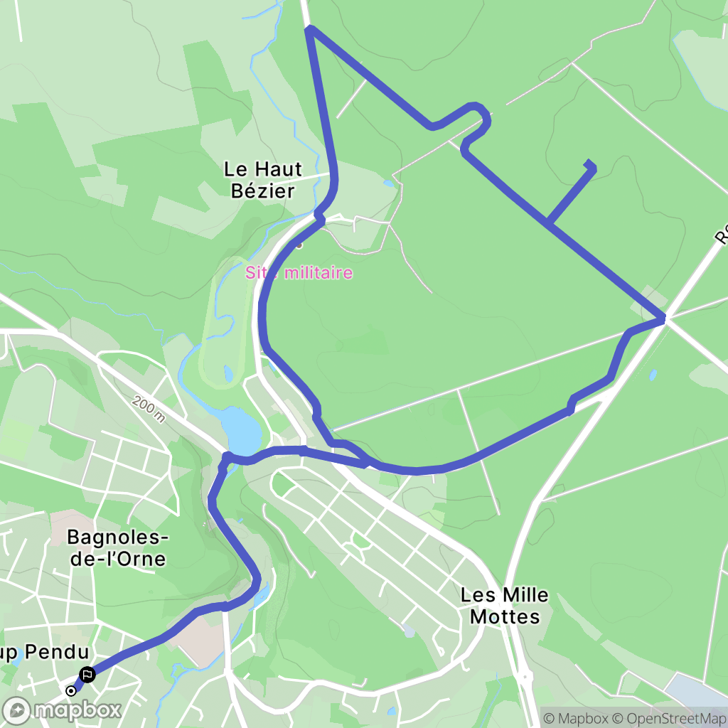 Bagnoles de l'Orne Normandie : carte du parcours de randonnée - France