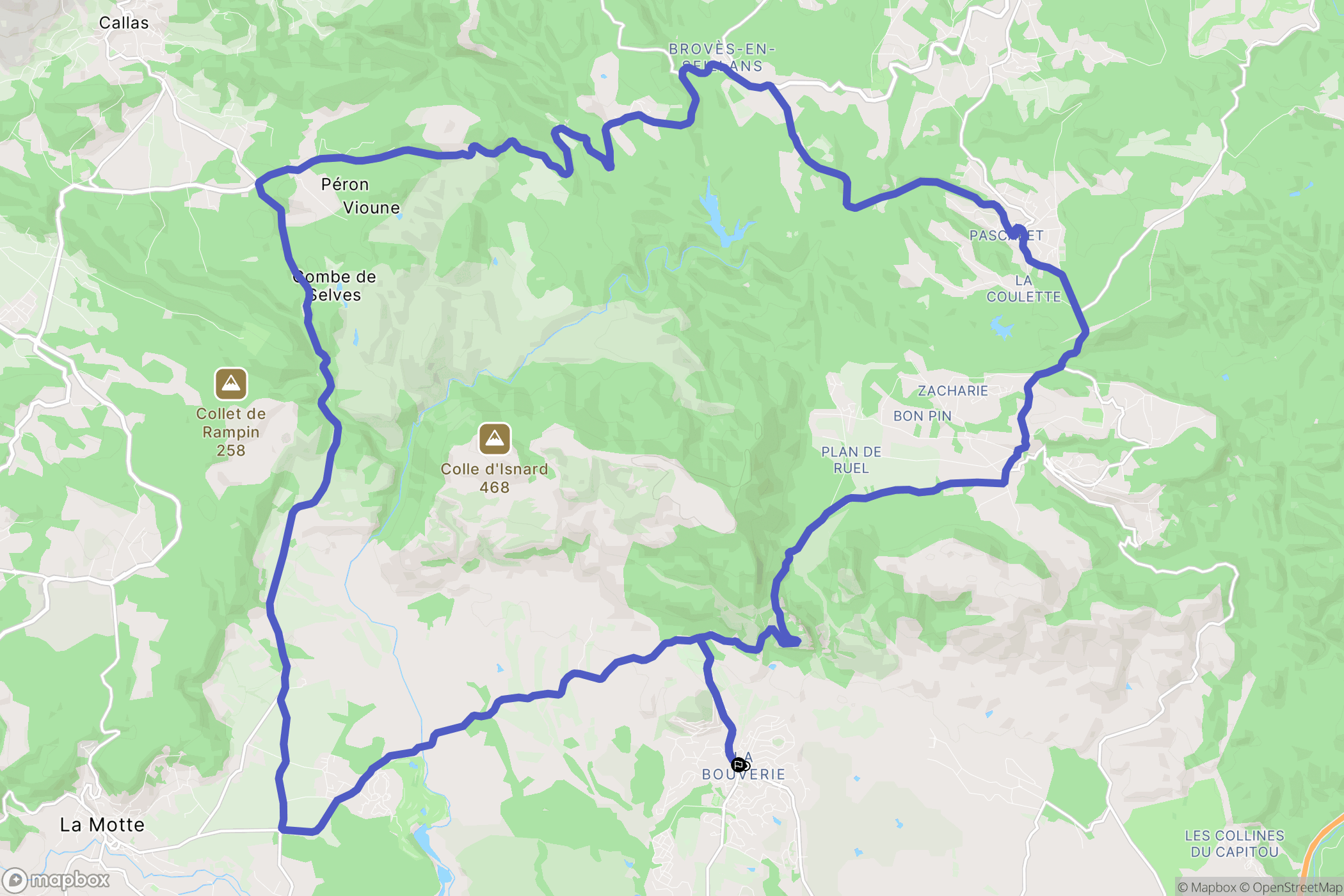 Roquebrune-sur-Argens : carte du parcours de randonnée - France