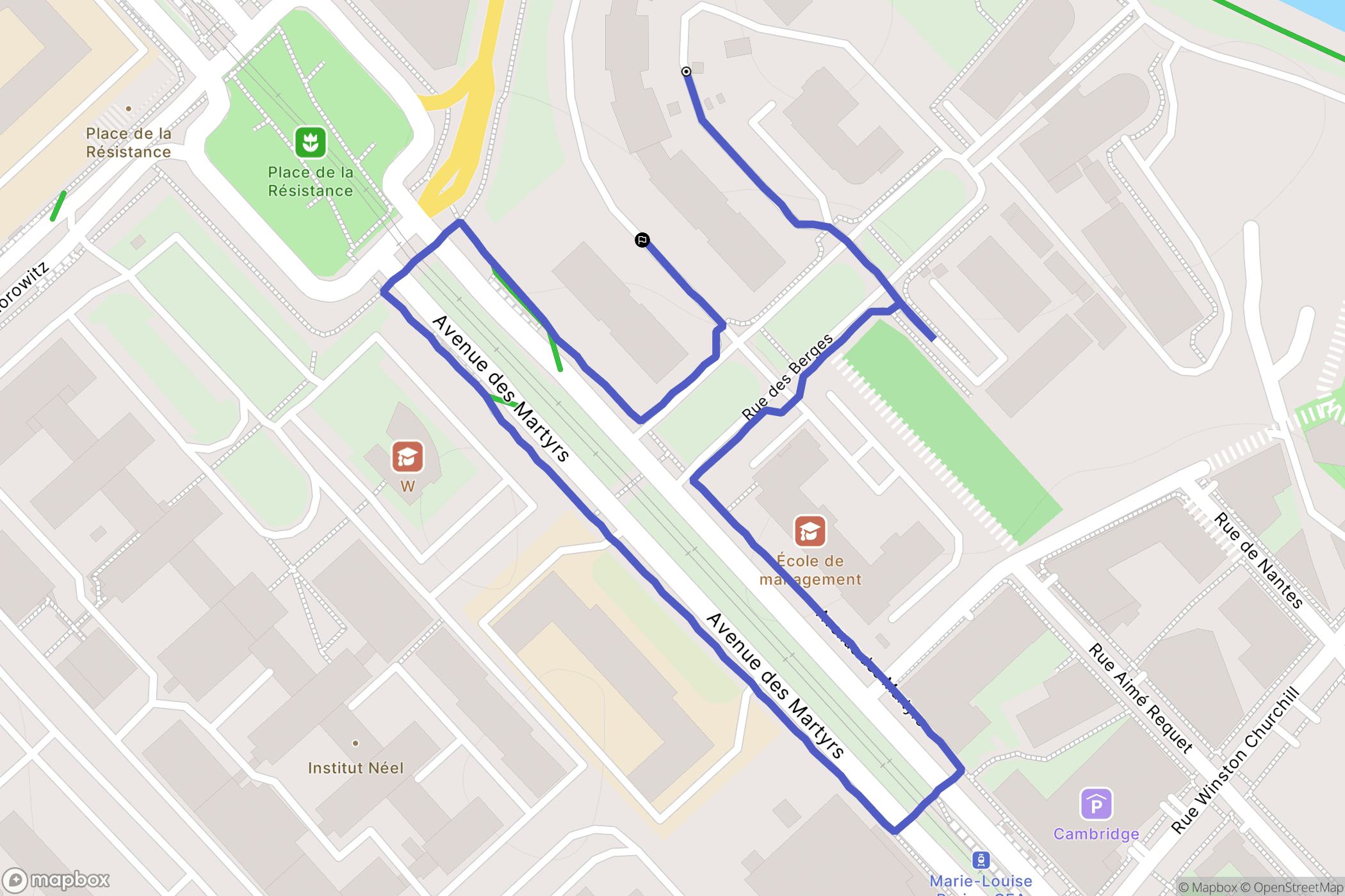 Grenoble : carte du parcours de randonnée - France