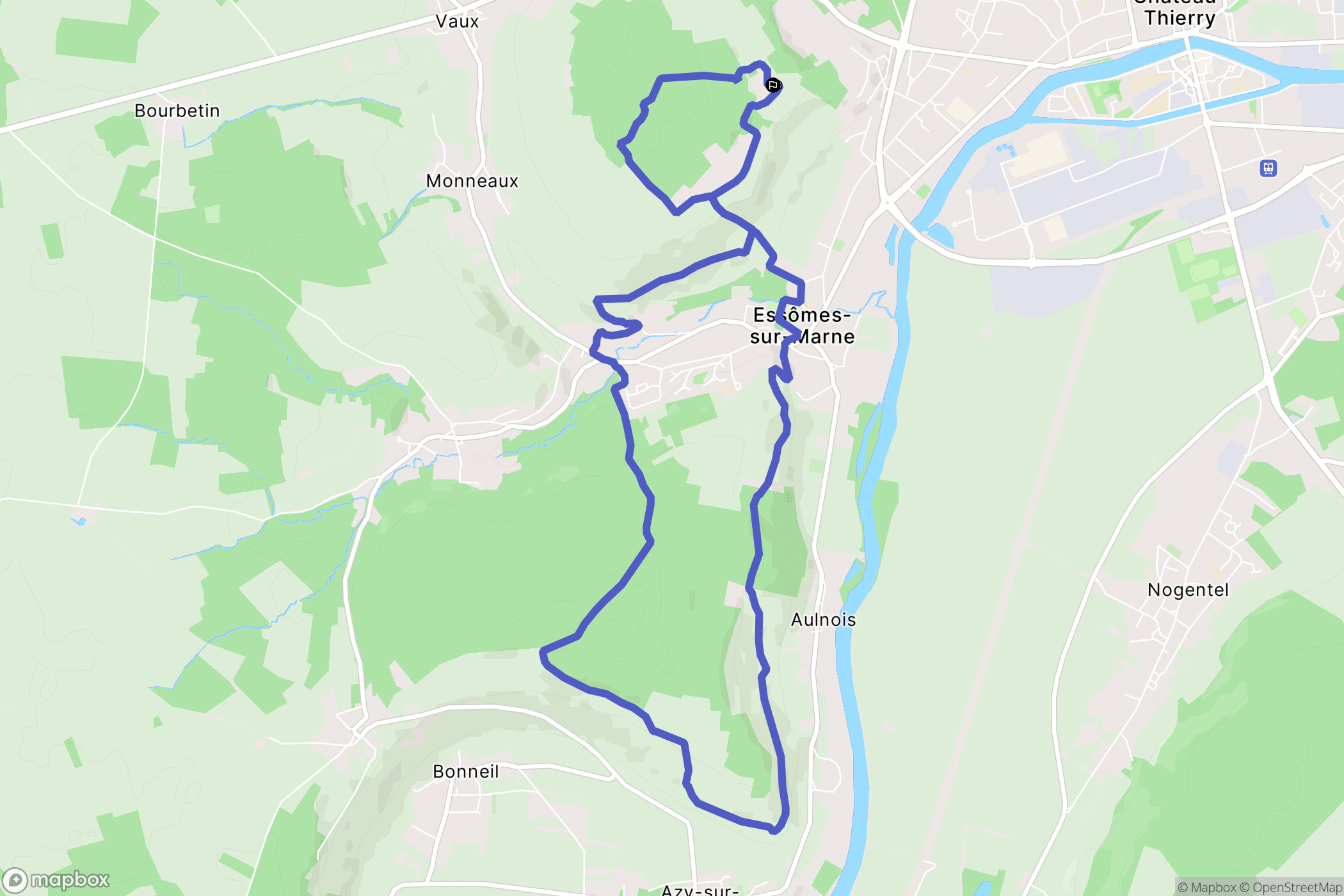 Château-Thierry : carte du parcours de randonnée - France