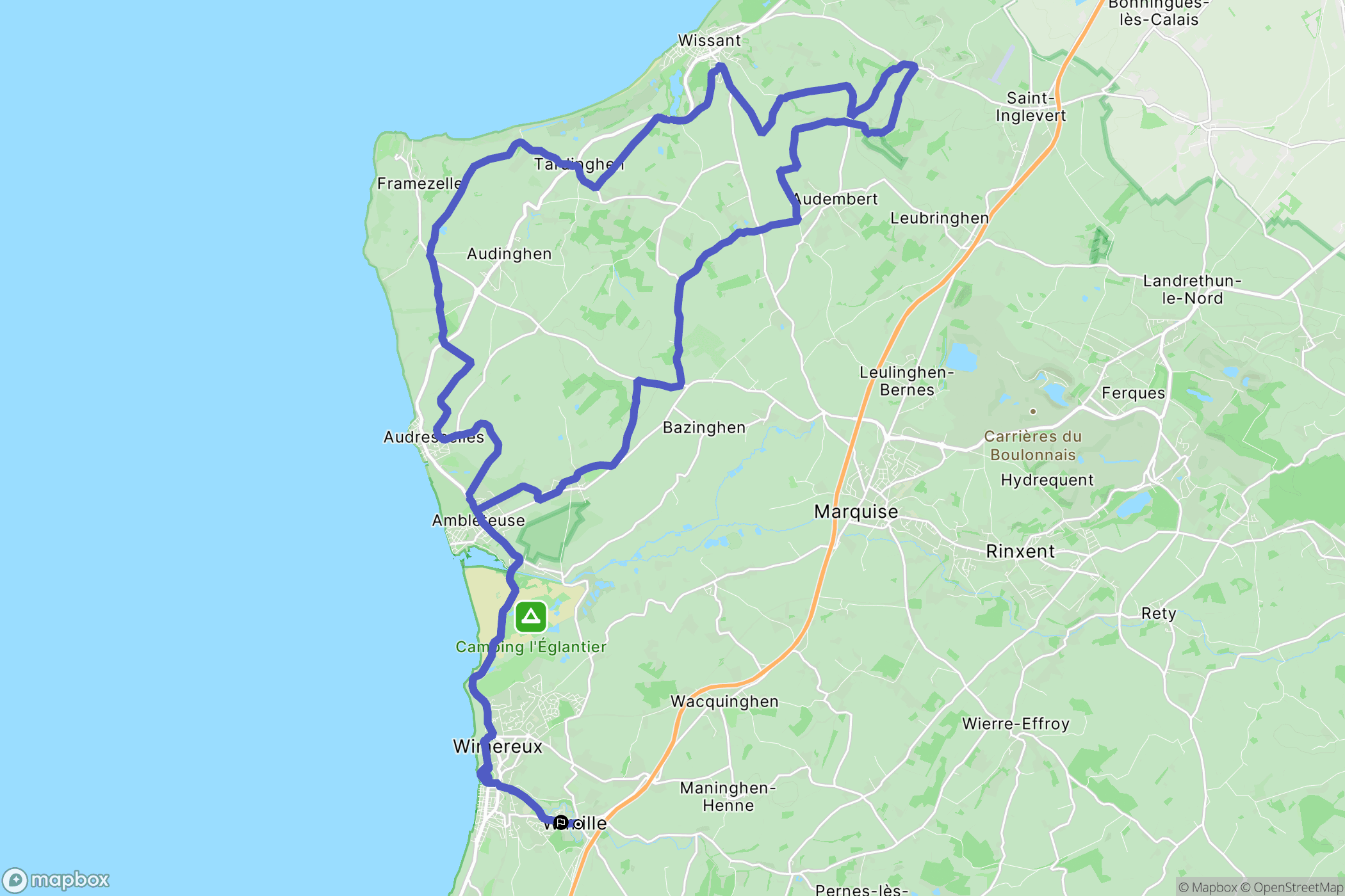 Wimille : carte du parcours de randonnée - France