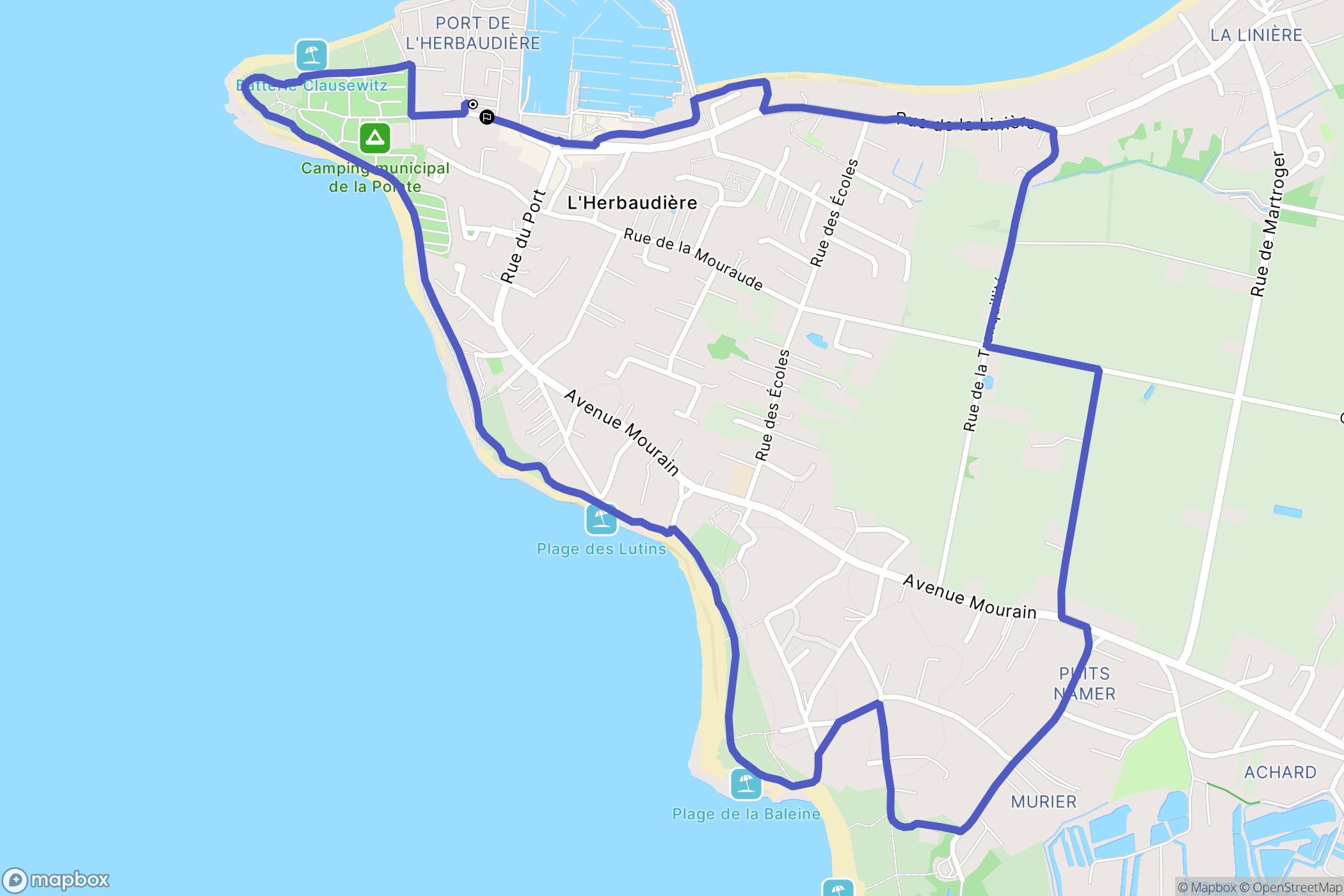 Noirmoutier-en-l'Île : carte du parcours de randonnée - France