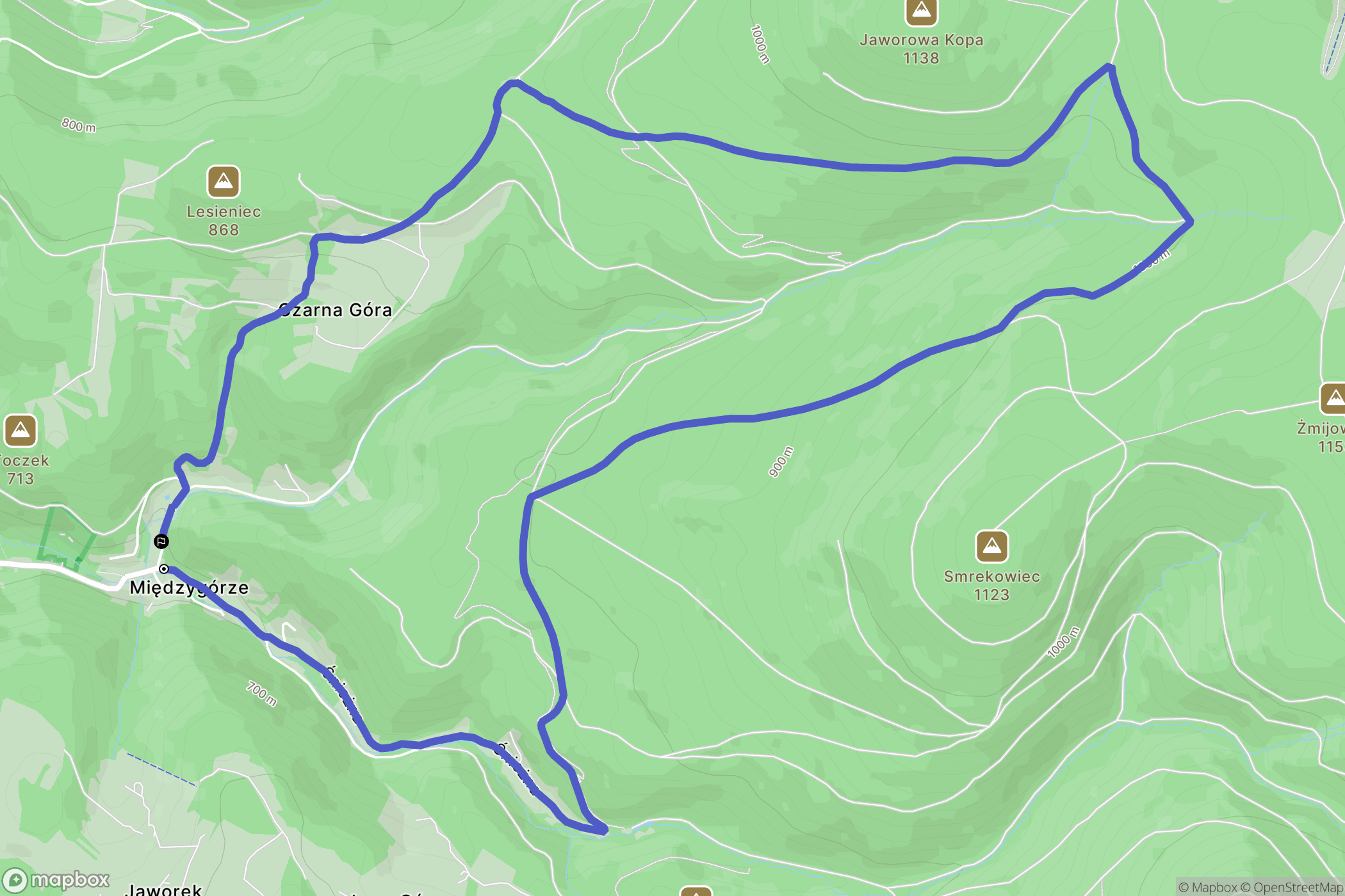 Międzygórze: mapa trasy - Poland