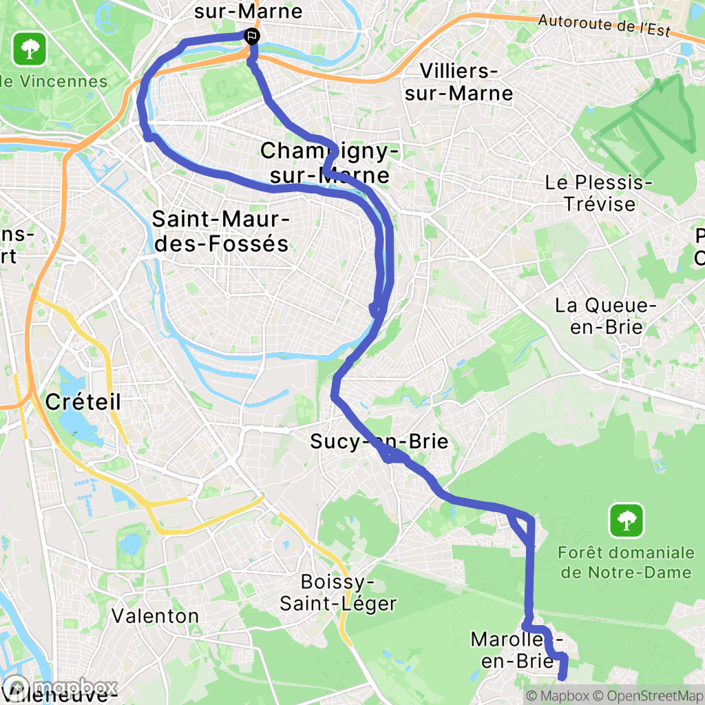 Nogent-sur-Marne : carte du parcours de randonnée - France