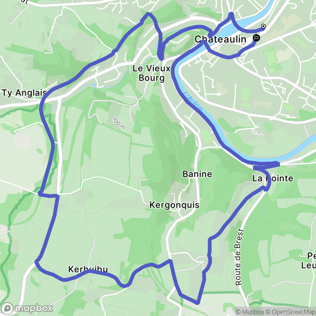 Chateaulin : carte du parcours de randonnée - France