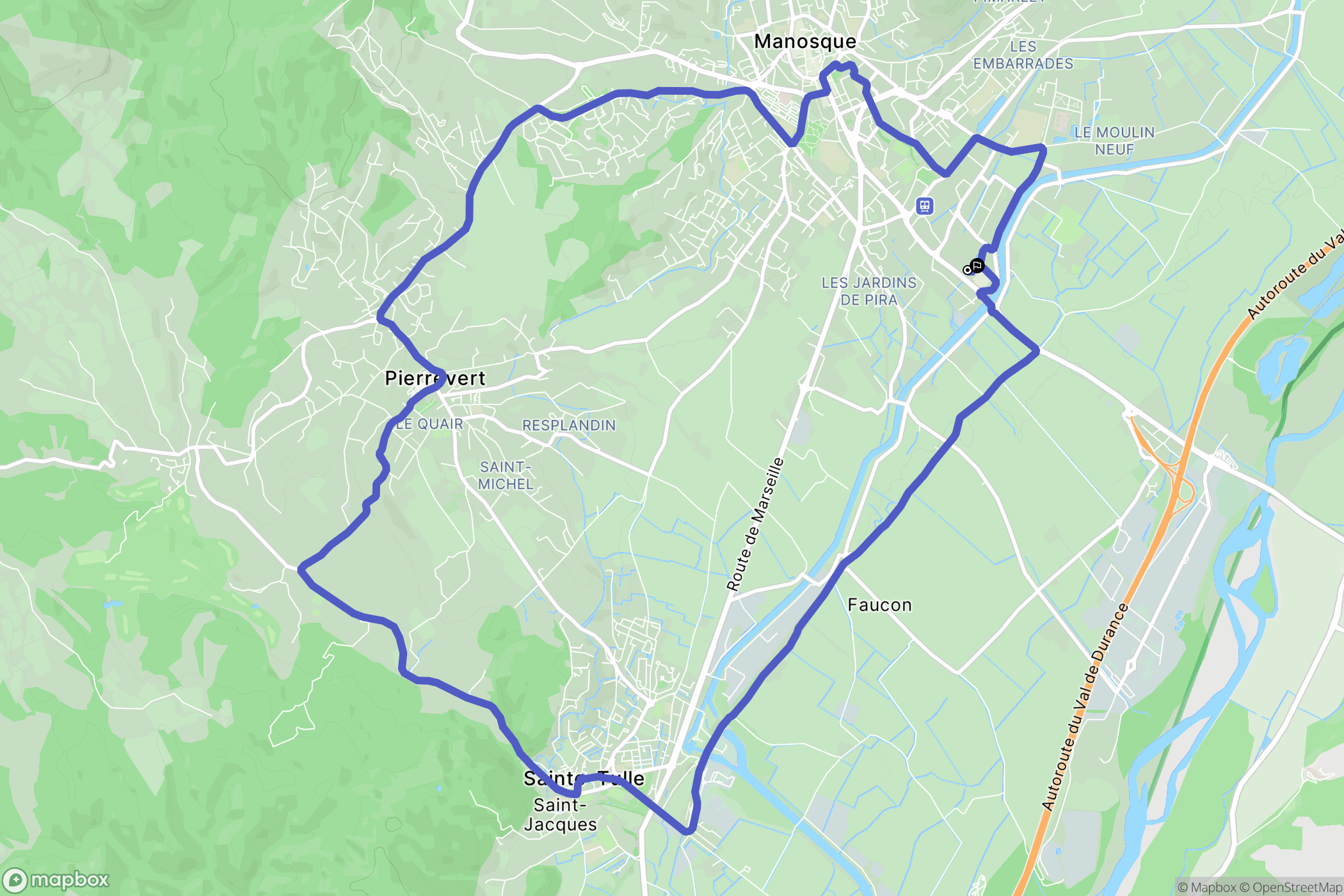 Manosque : carte du parcours de randonnée - France