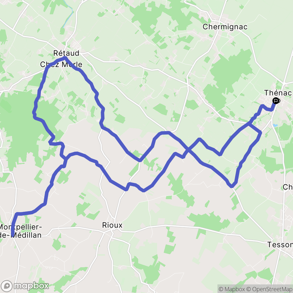 Thénac : carte du parcours de randonnée - France