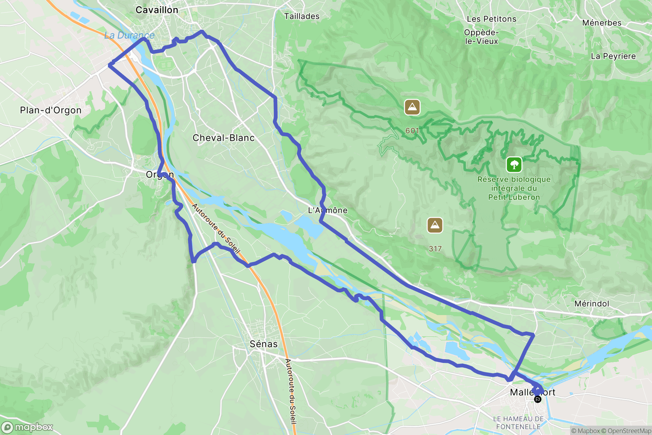 Mallemort : carte du parcours de randonnée - France