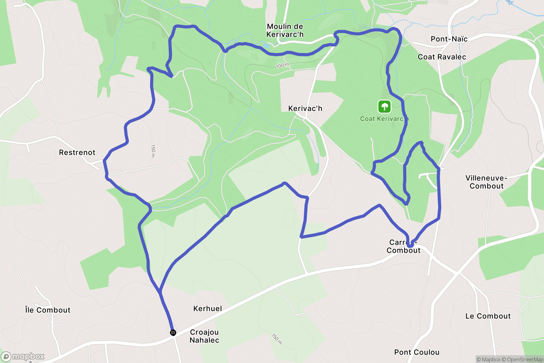 Querrien : carte du parcours de randonnée - France