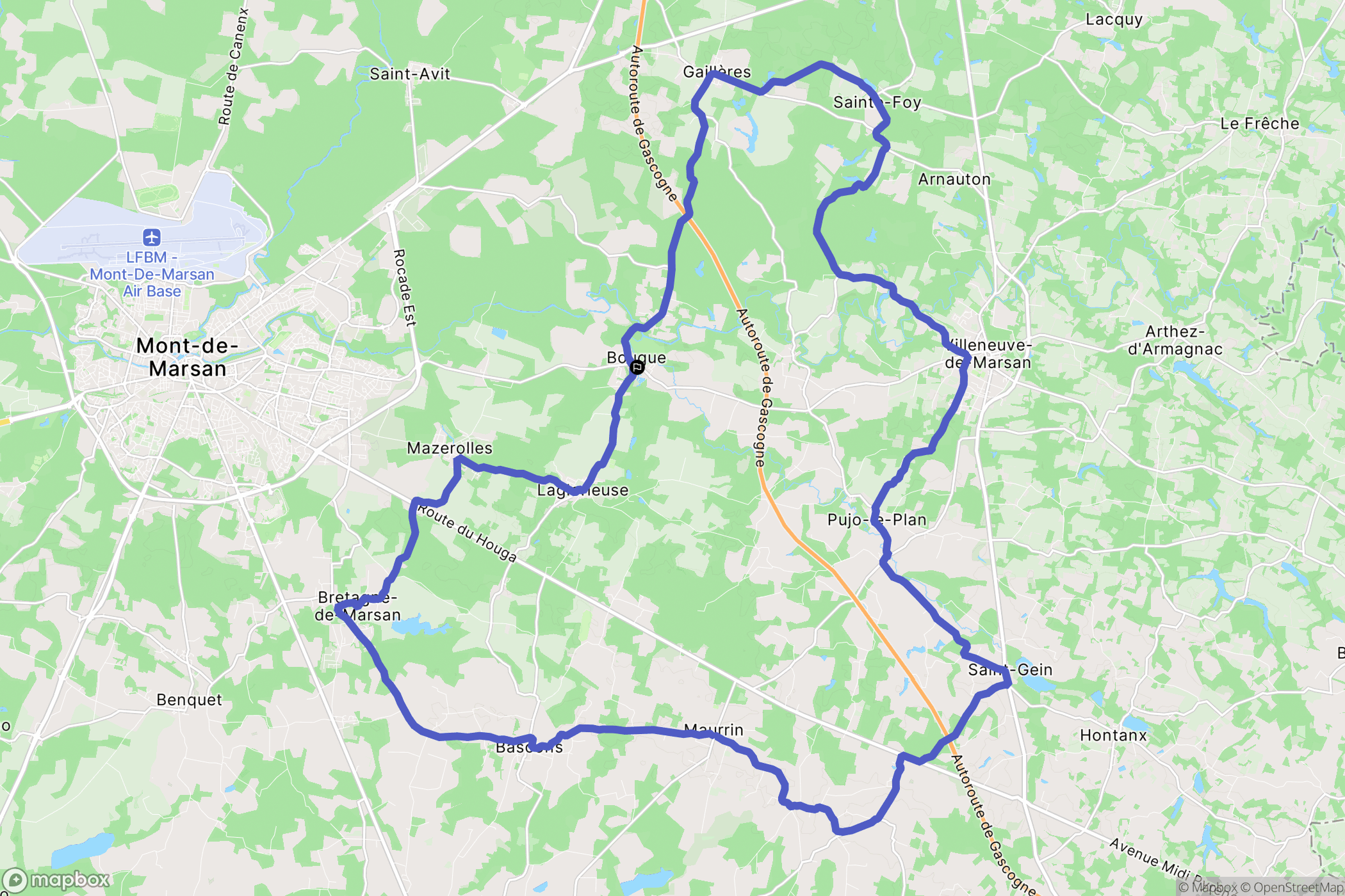 Bougue : carte du parcours de randonnée - France