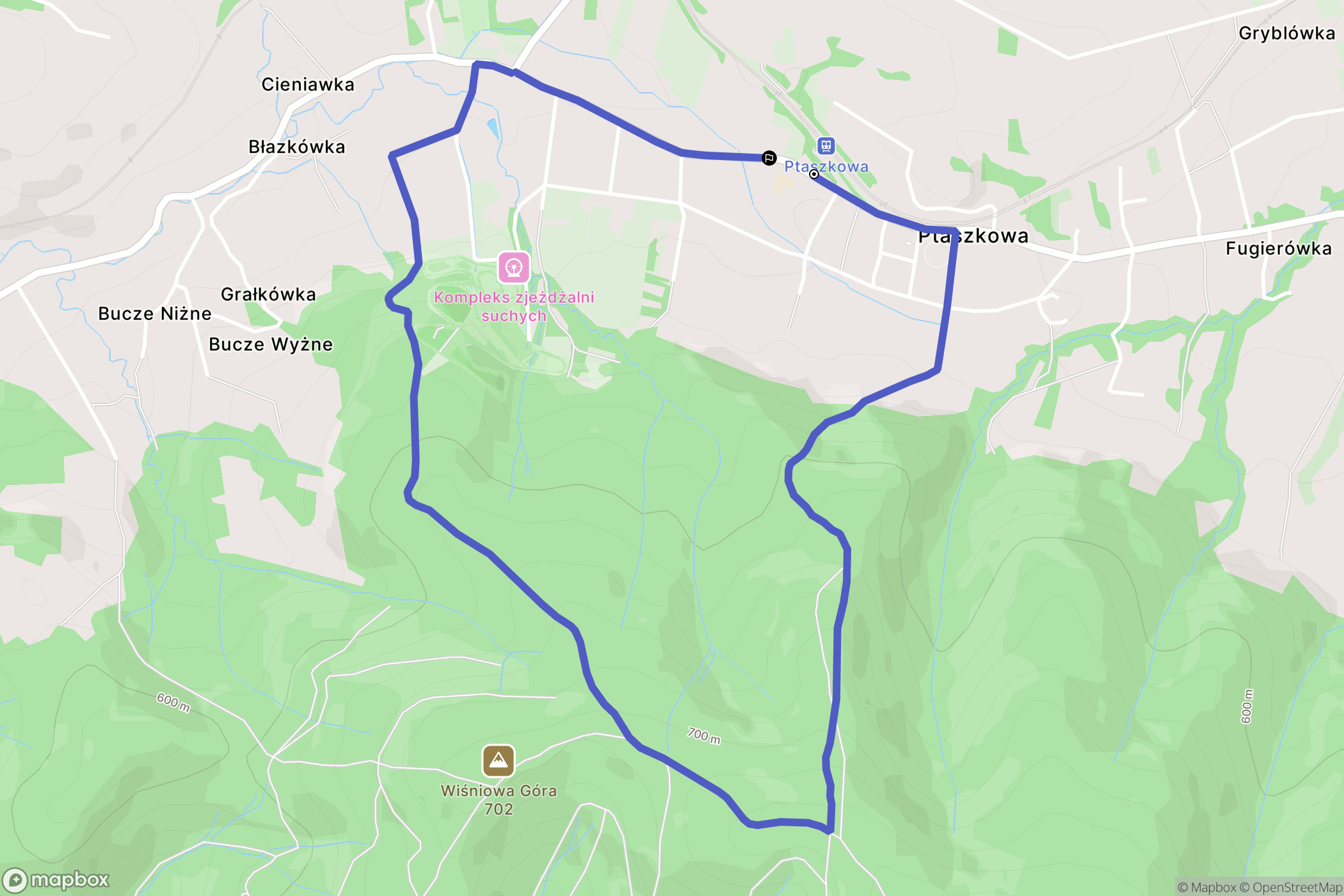 Ptaszkowa: mapa trasy - Poland