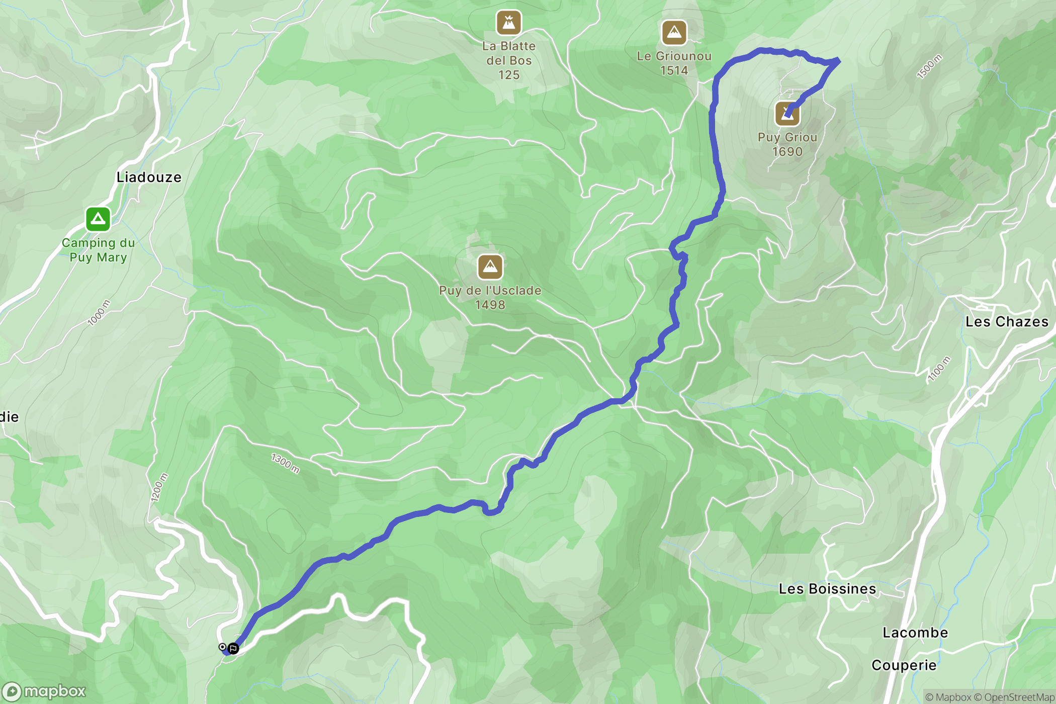 Saint-Jacques-des-Blats : carte du parcours de randonnée - France