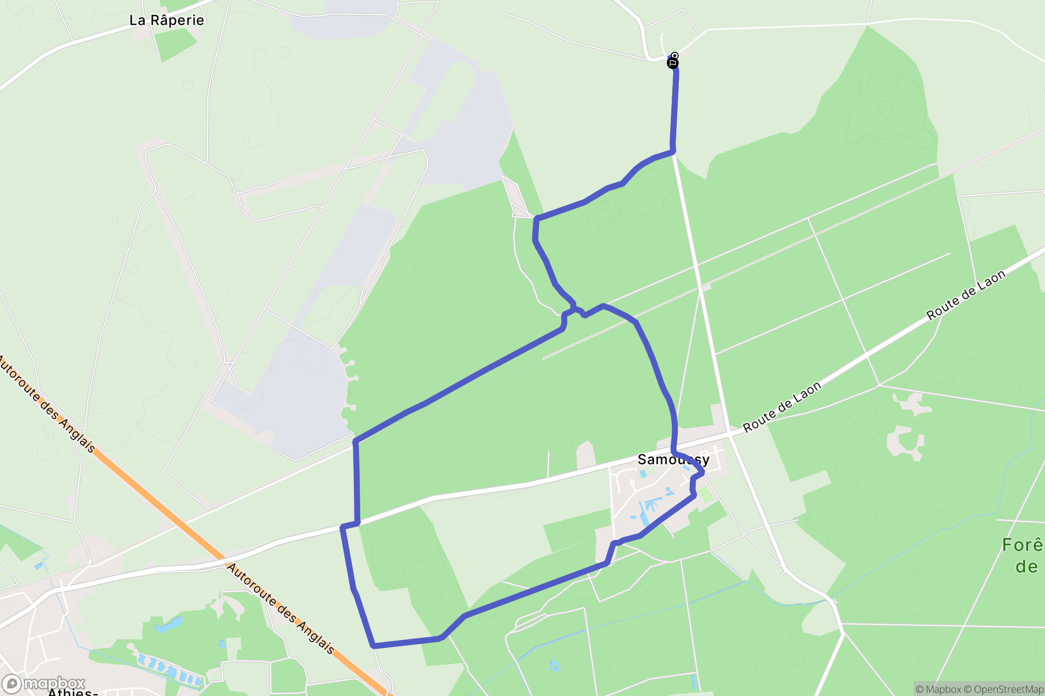 Samoussy : carte du parcours de randonnée - France