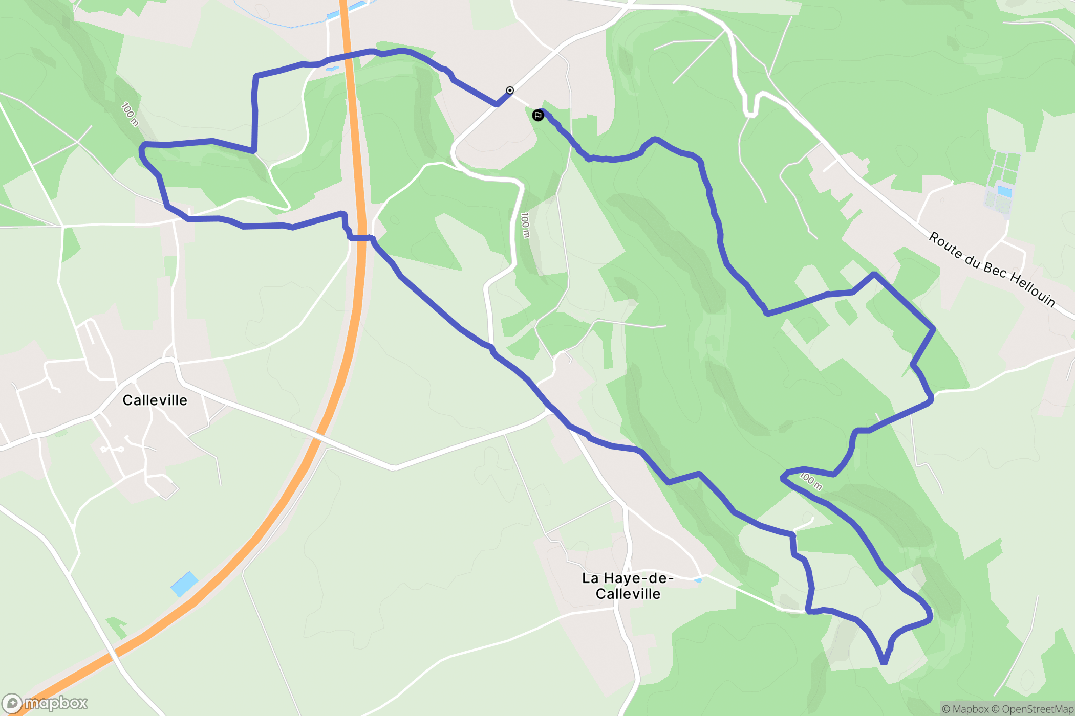 Calleville : carte du parcours de randonnée - France