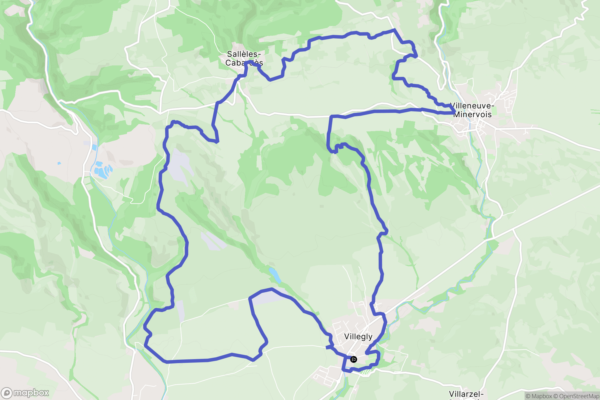 Villegly : carte du parcours de randonnée - France