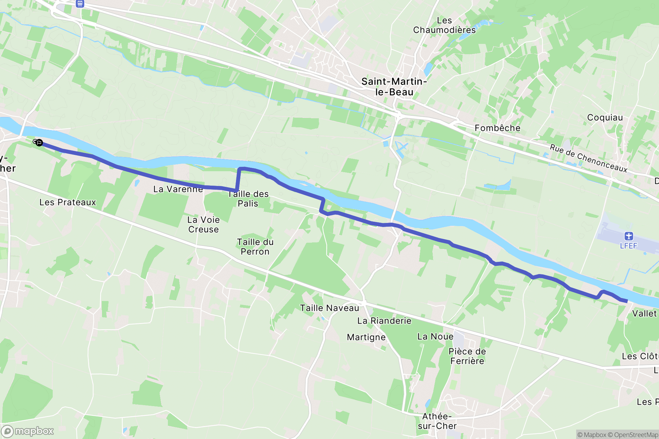 Azay-sur-Cher : carte du parcours de randonnée - France