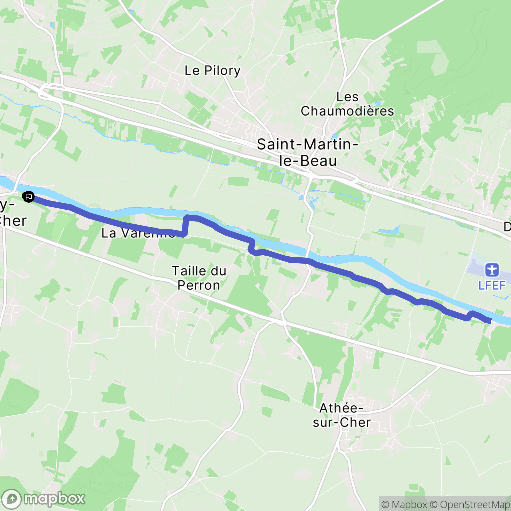 Azay-sur-Cher : carte du parcours de randonnée - France