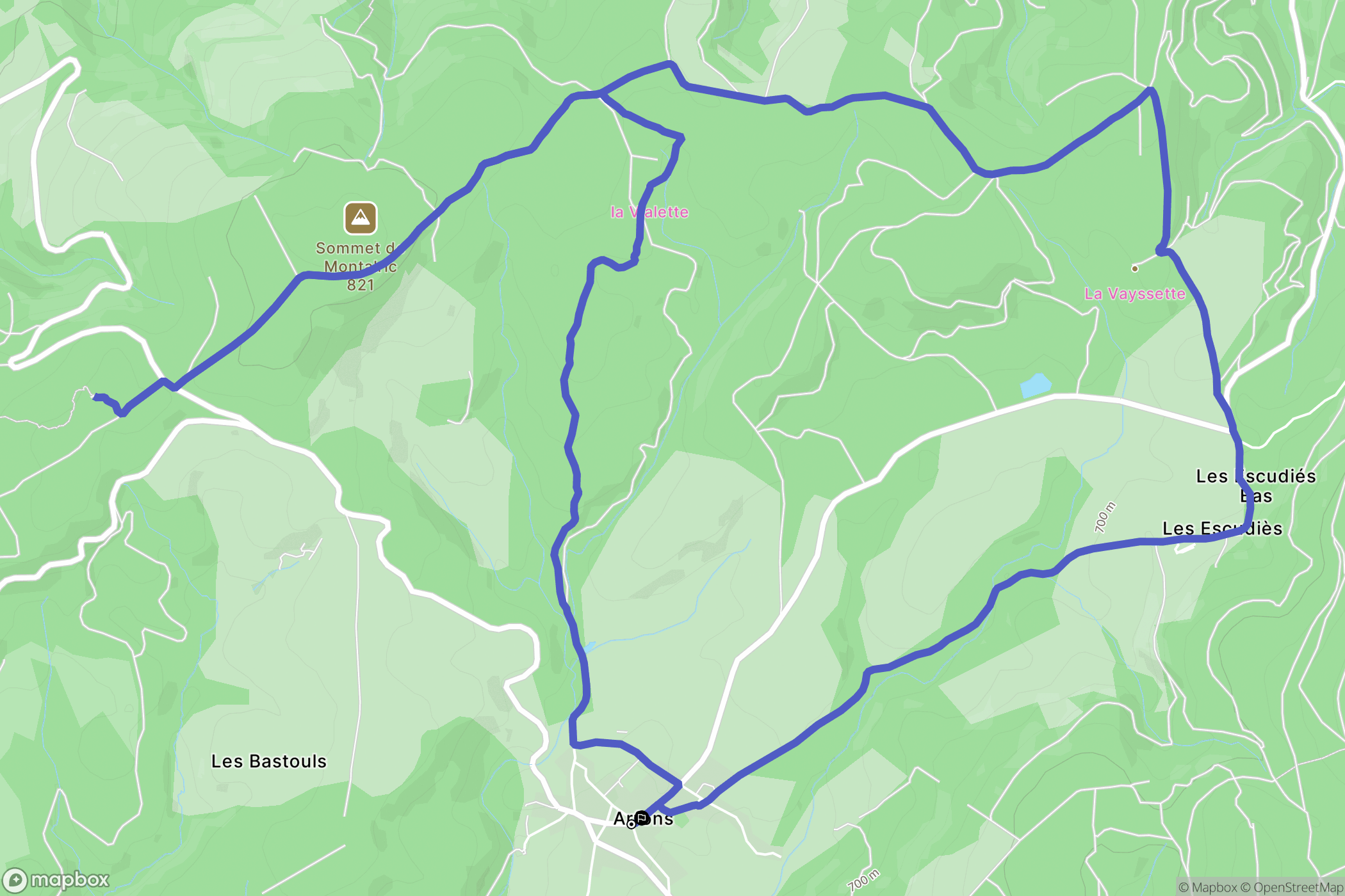 Arfons : carte du parcours de randonnée - France