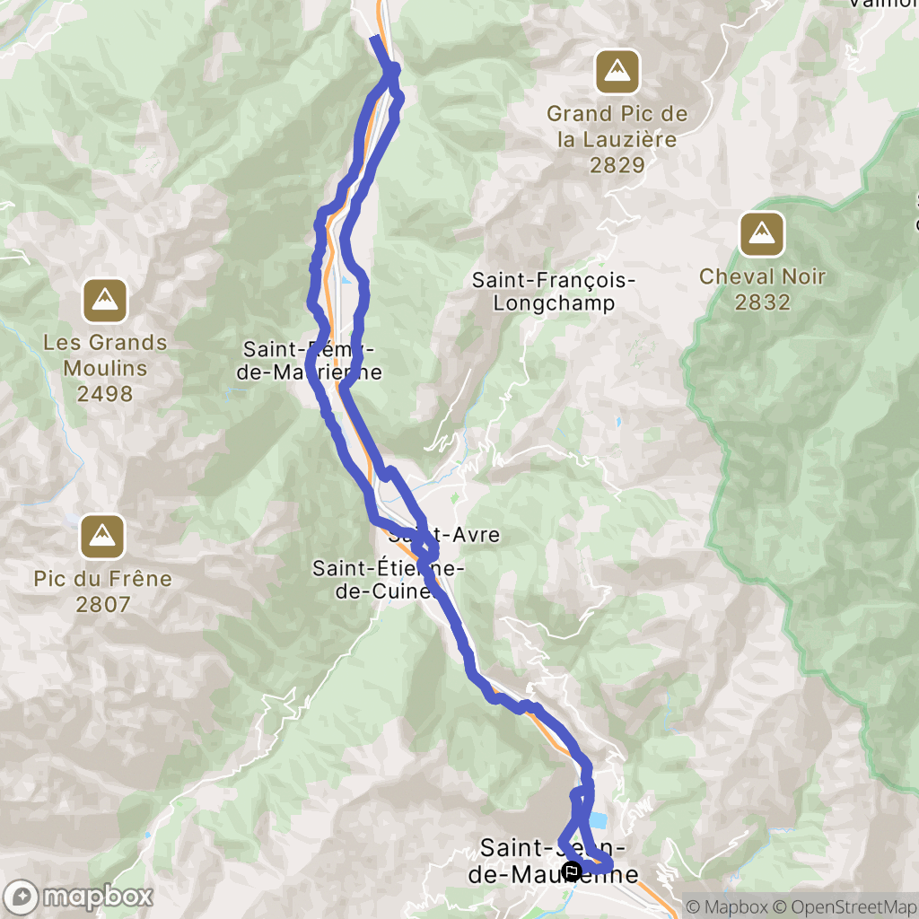 Saint-Jean-de-Maurienne : carte du parcours de randonnée - France