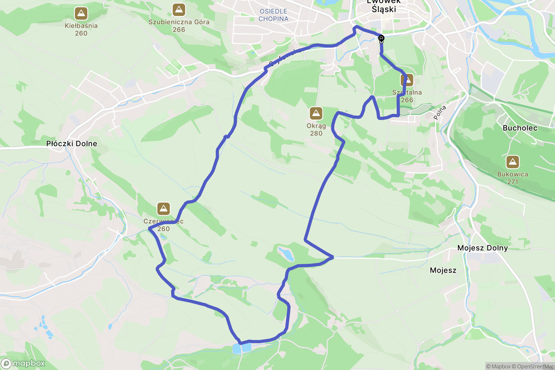 Lwówek Śląski: mapa trasy - Poland