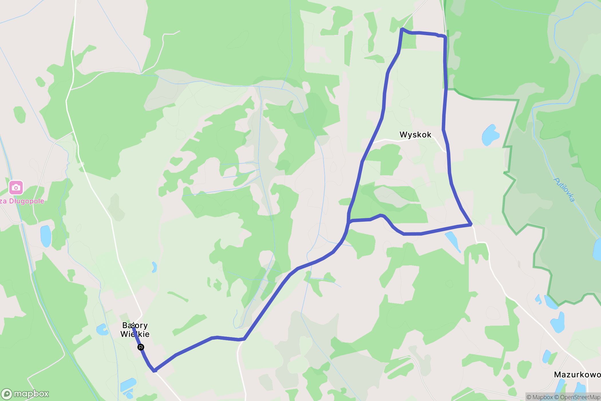Bajory Wielkie: mapa trasy - Poland