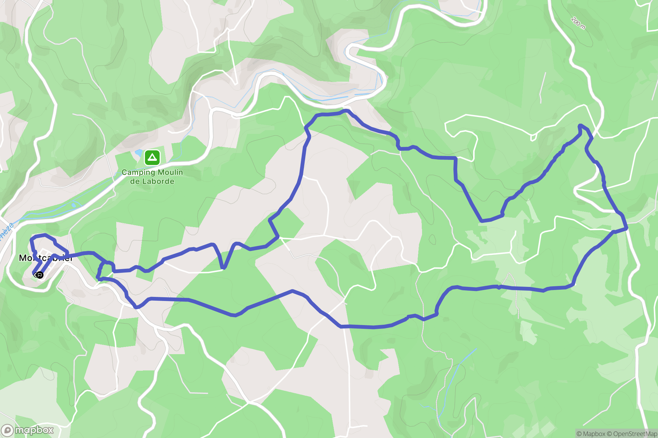 Montcabrier : carte du parcours de randonnée - France