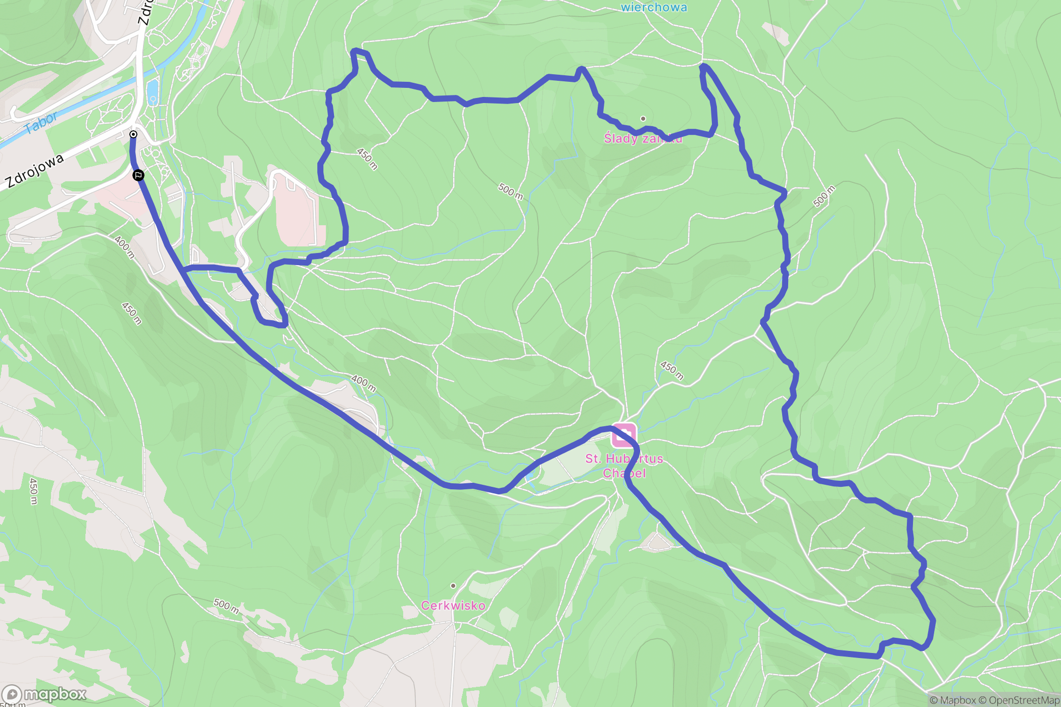 Rymanów-Zdrój: mapa trasy - Poland