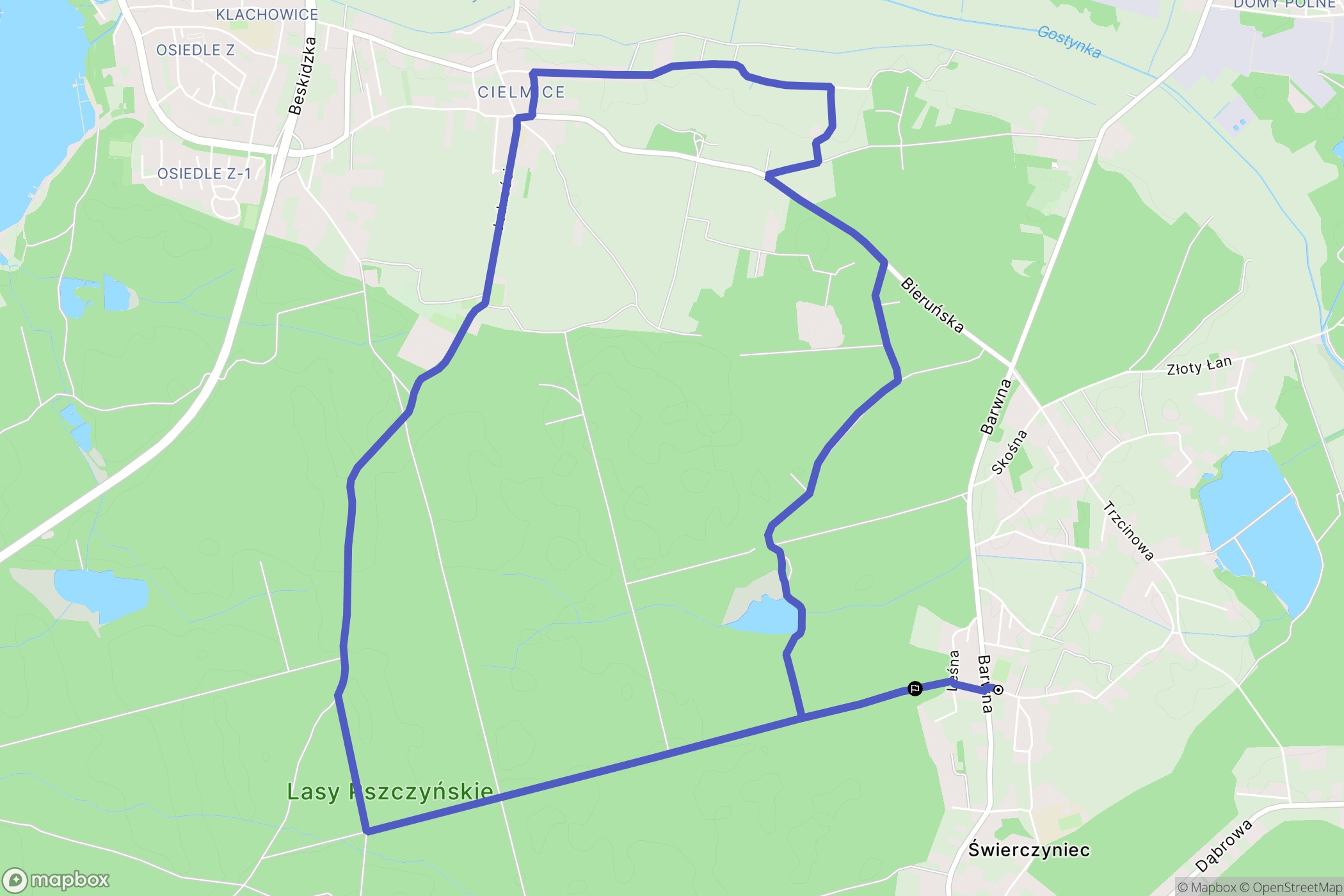 Świerczyniec: mapa trasy - Poland