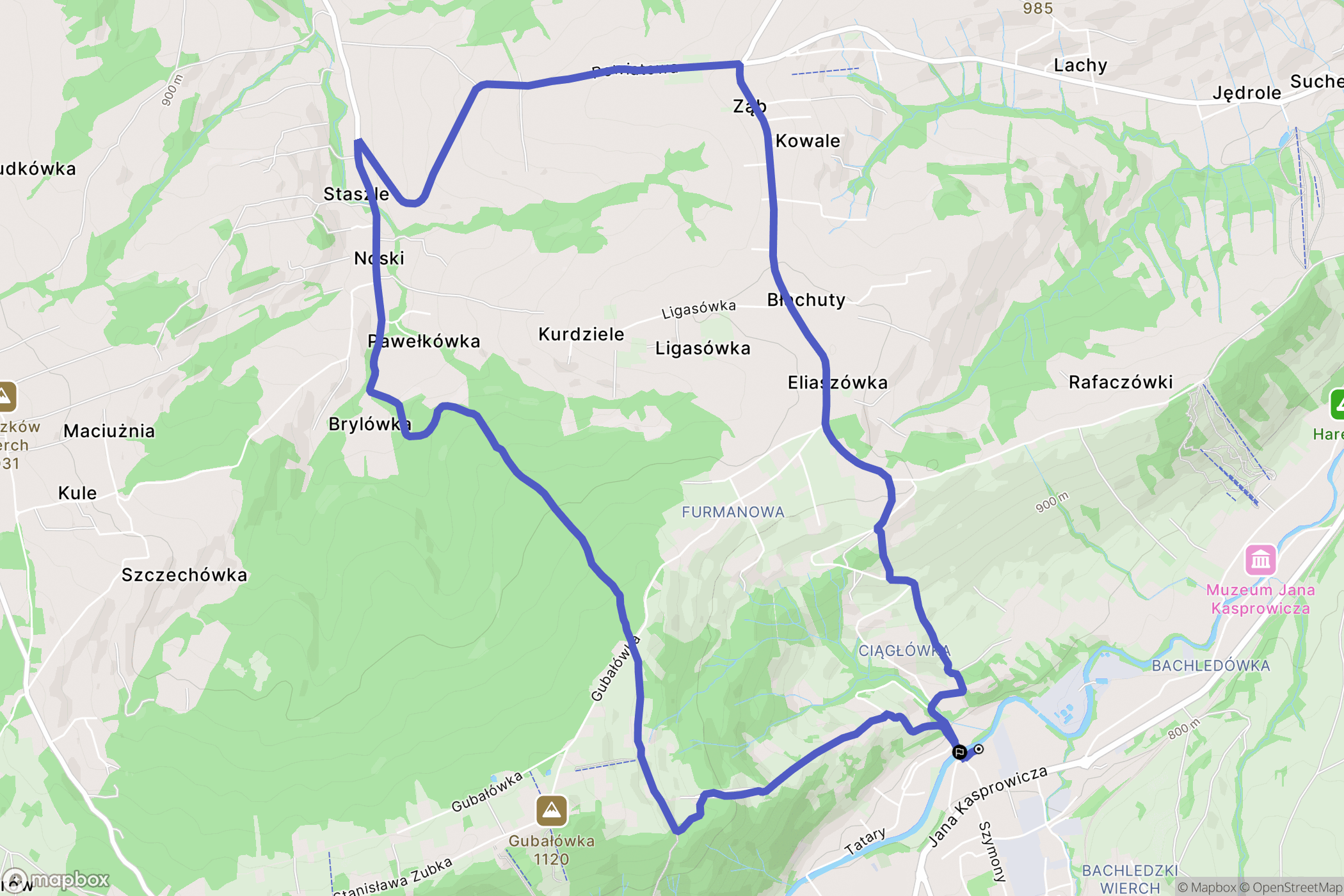 Zakopane: mapa trasy - Poland