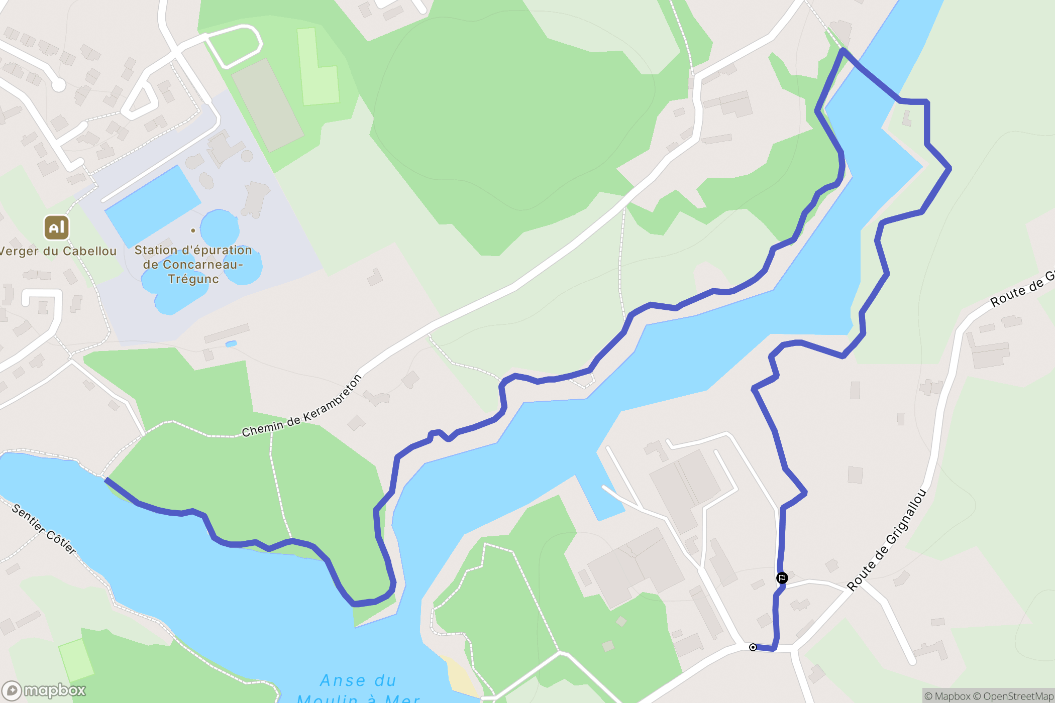 Trégunc : carte du parcours de randonnée - France