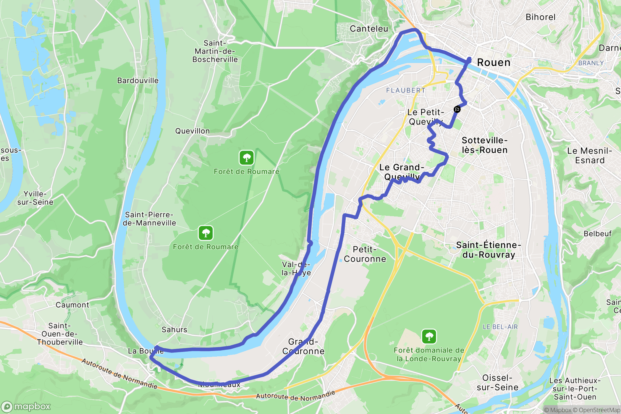 Rouen : carte du parcours de randonnée - France