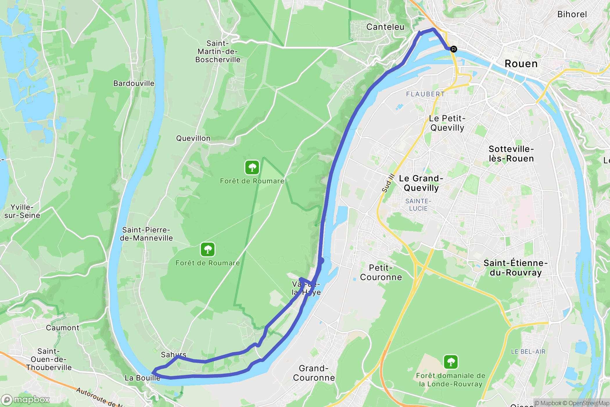 Rouen : carte du parcours de randonnée - France