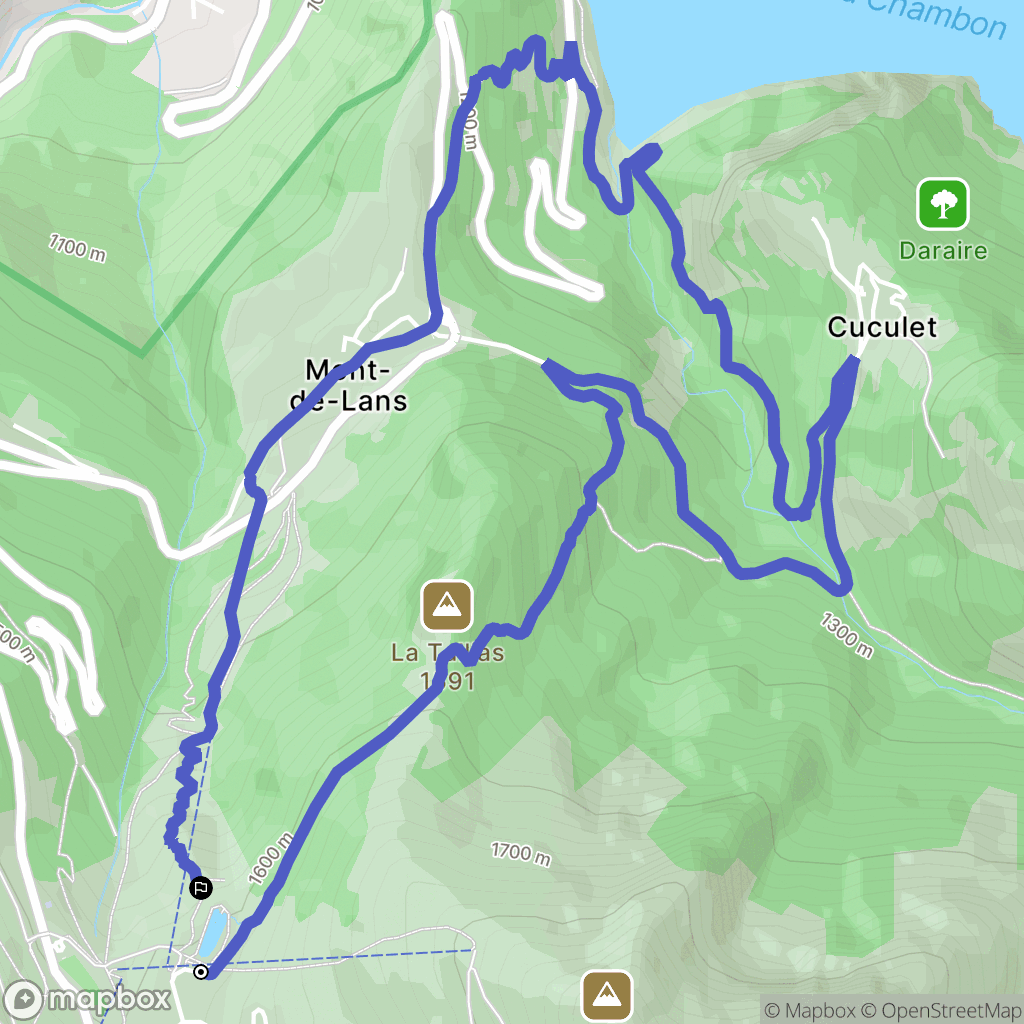 Les Deux Alpes : carte du parcours de randonnée - France