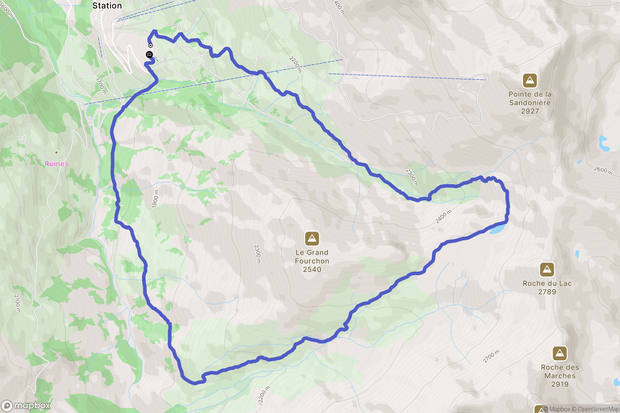 Valmeinier : carte du parcours de randonnée - France