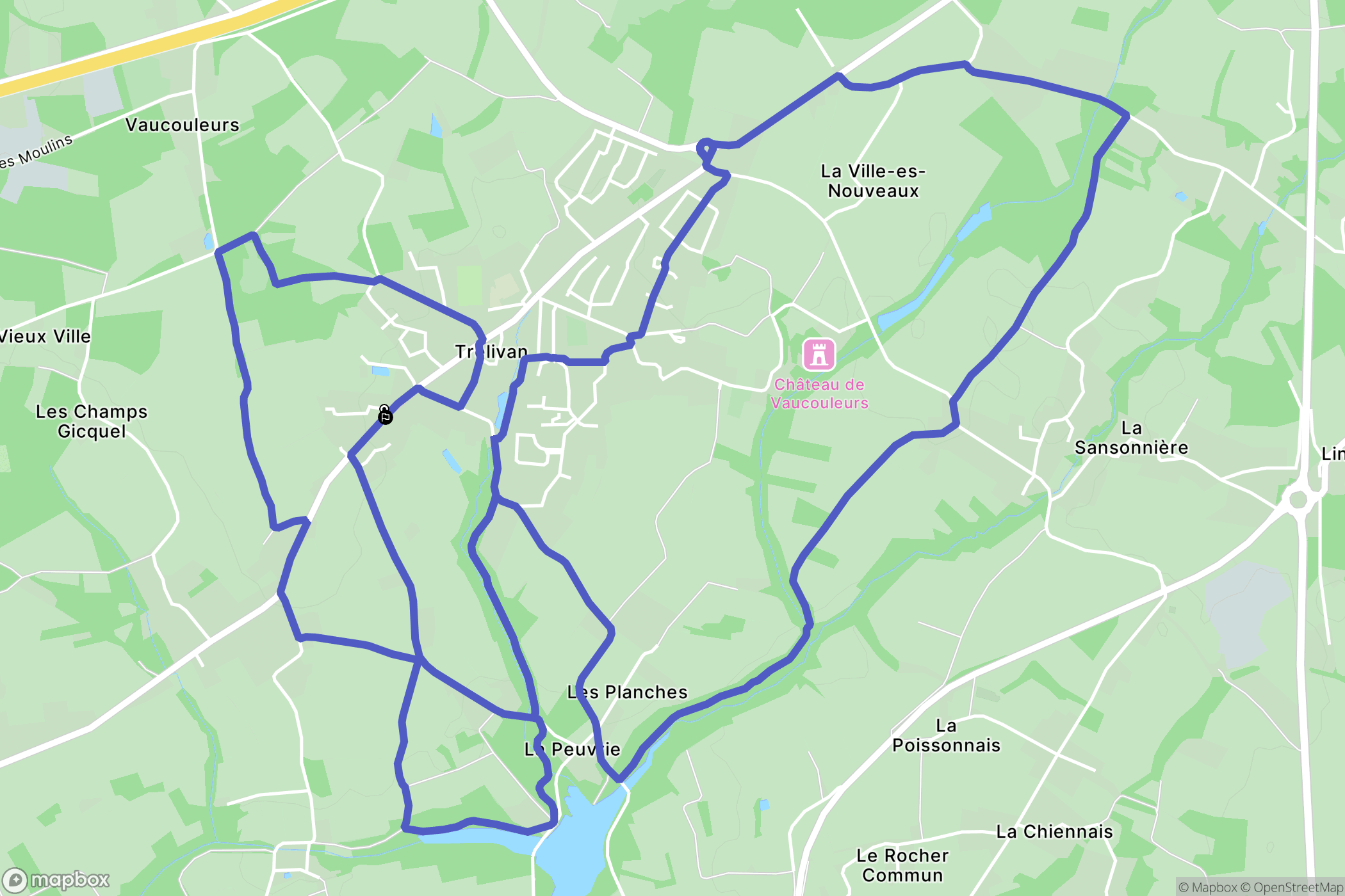 Trélivan : carte du parcours de randonnée - France