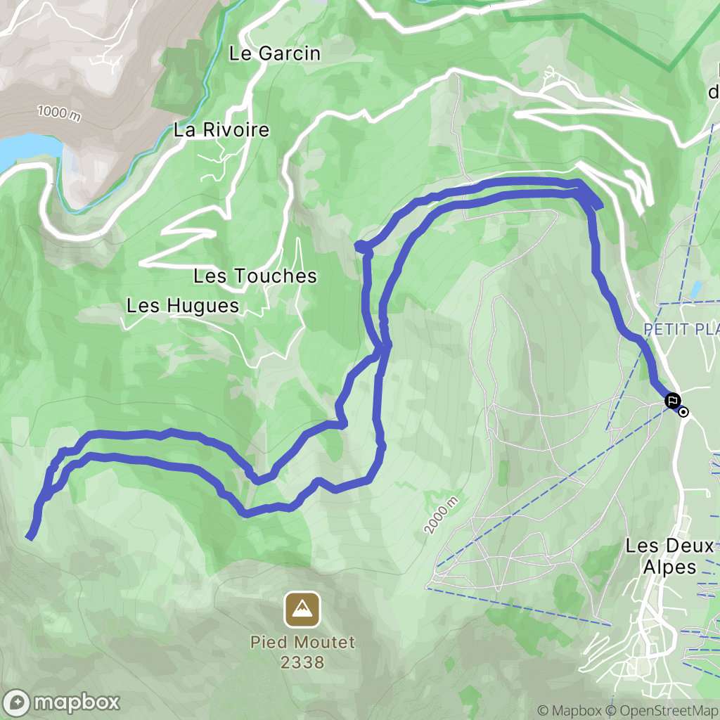 Les Deux Alpes : carte du parcours de randonnée - France