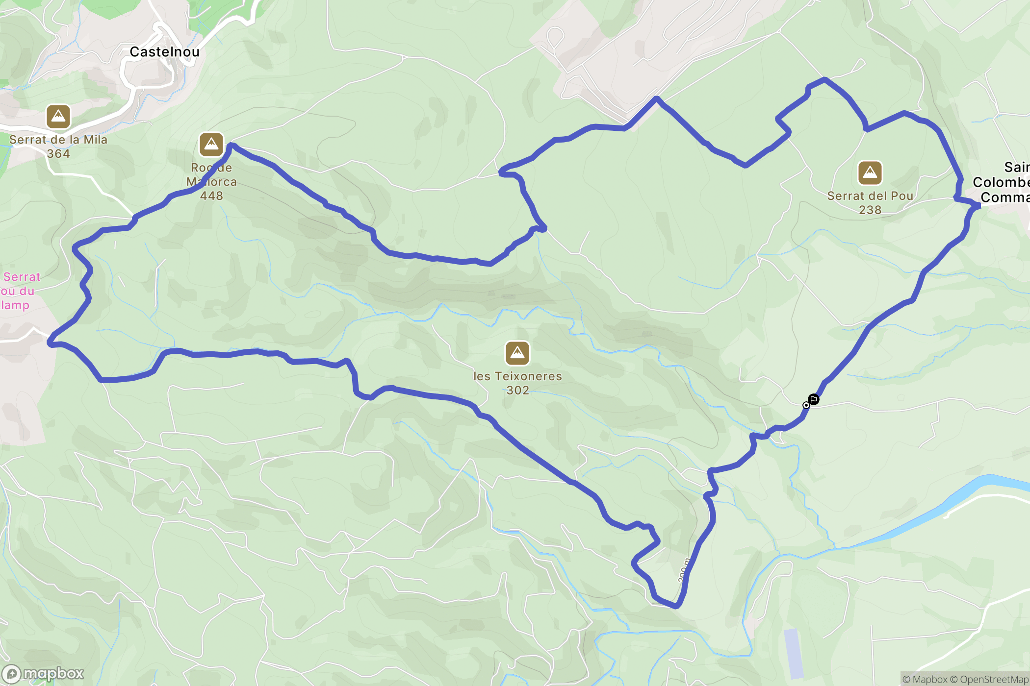 Terrats : carte du parcours de randonnée - France