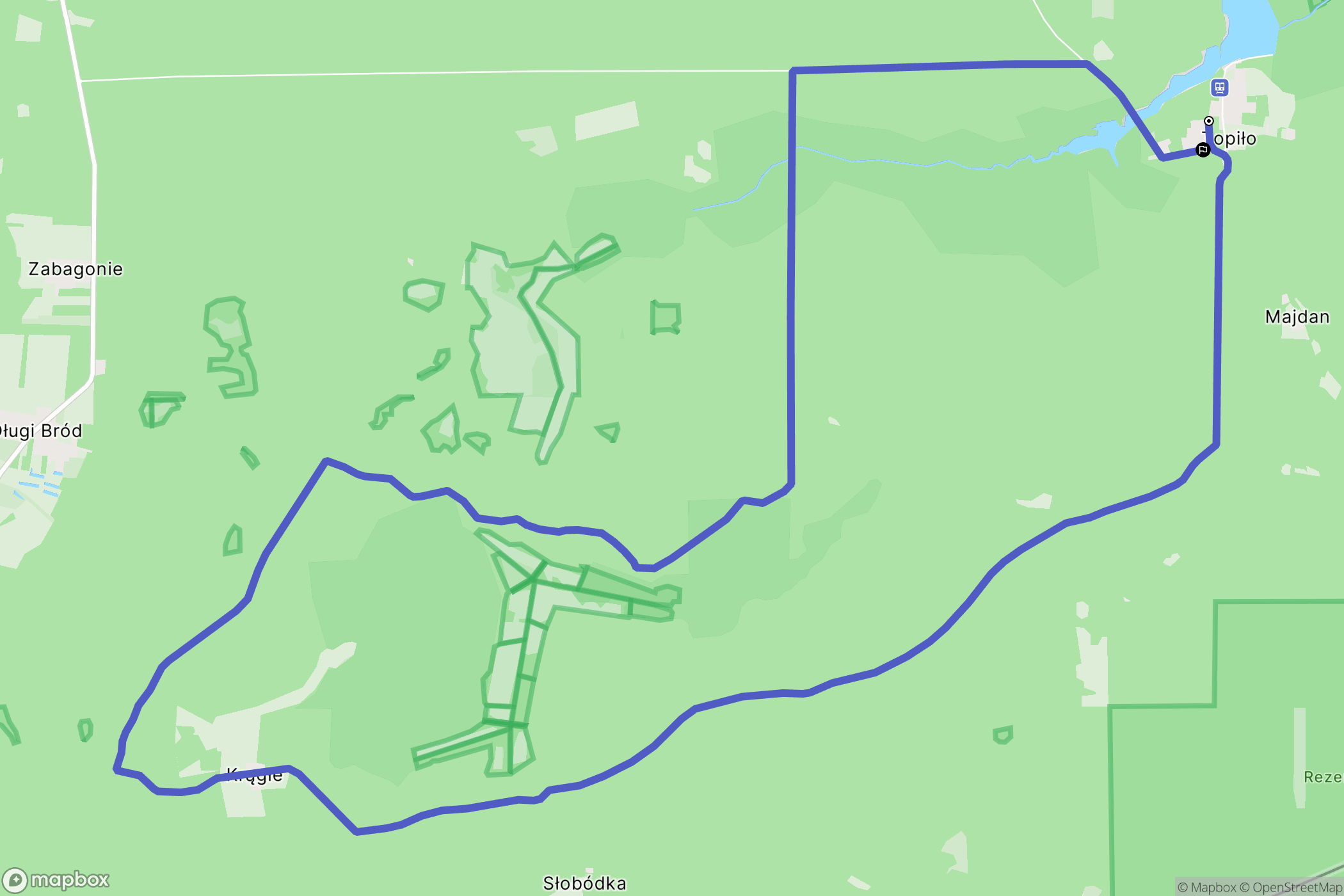 Topiło: mapa trasy - Poland