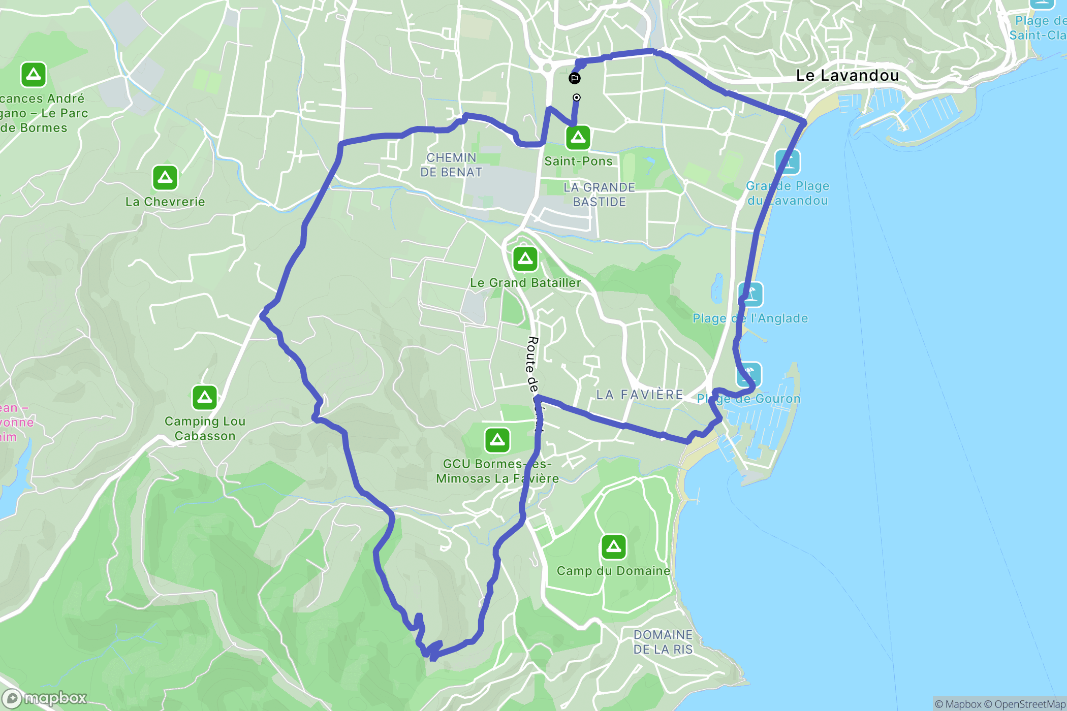Le Lavandou : carte du parcours de randonnée - France