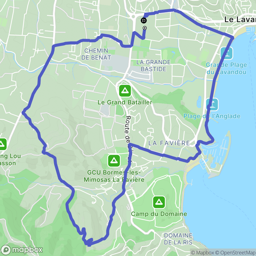 Le Lavandou : carte du parcours de randonnée - France