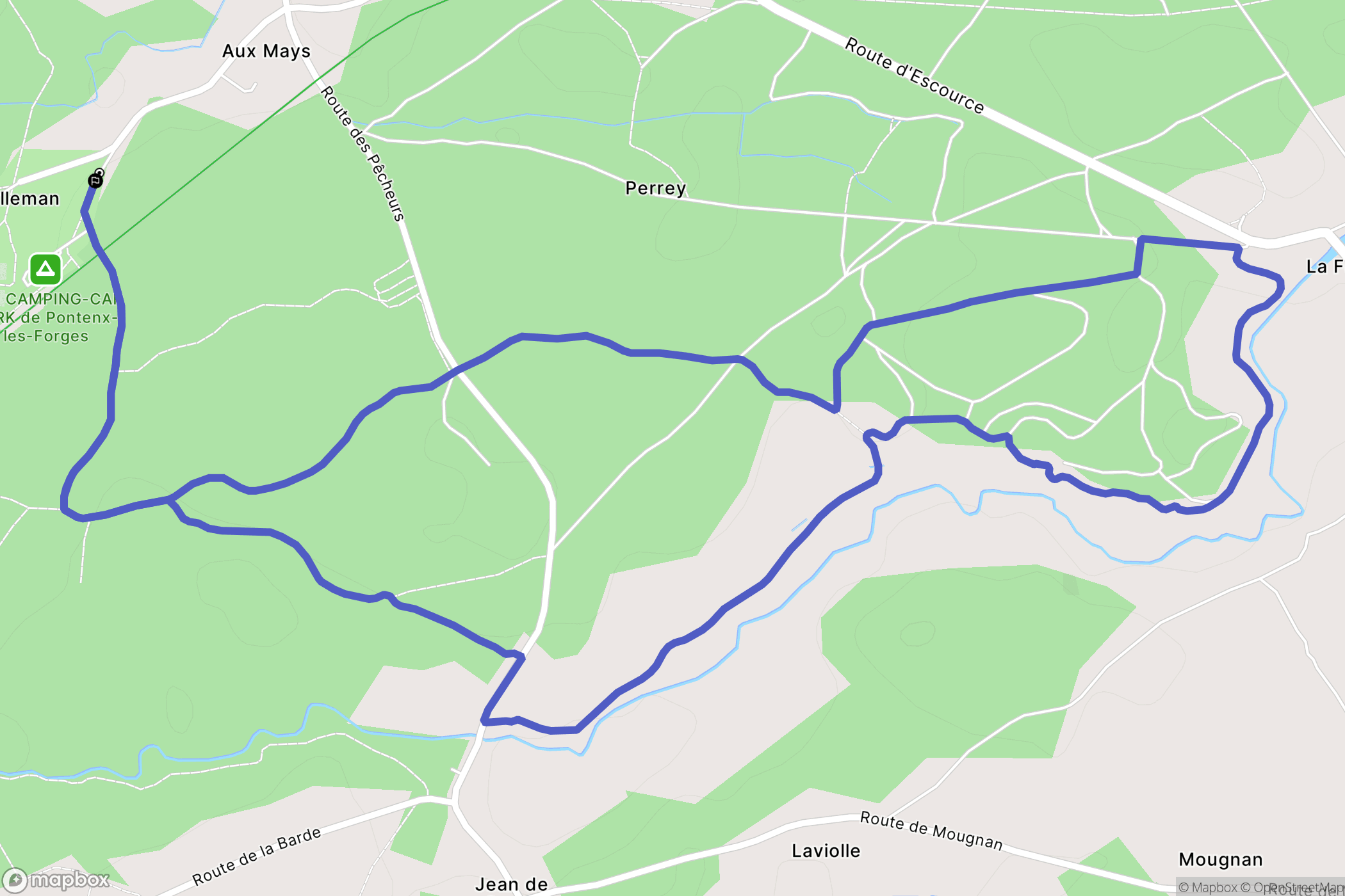 Pontenx-les-Forges : carte du parcours de randonnée - France