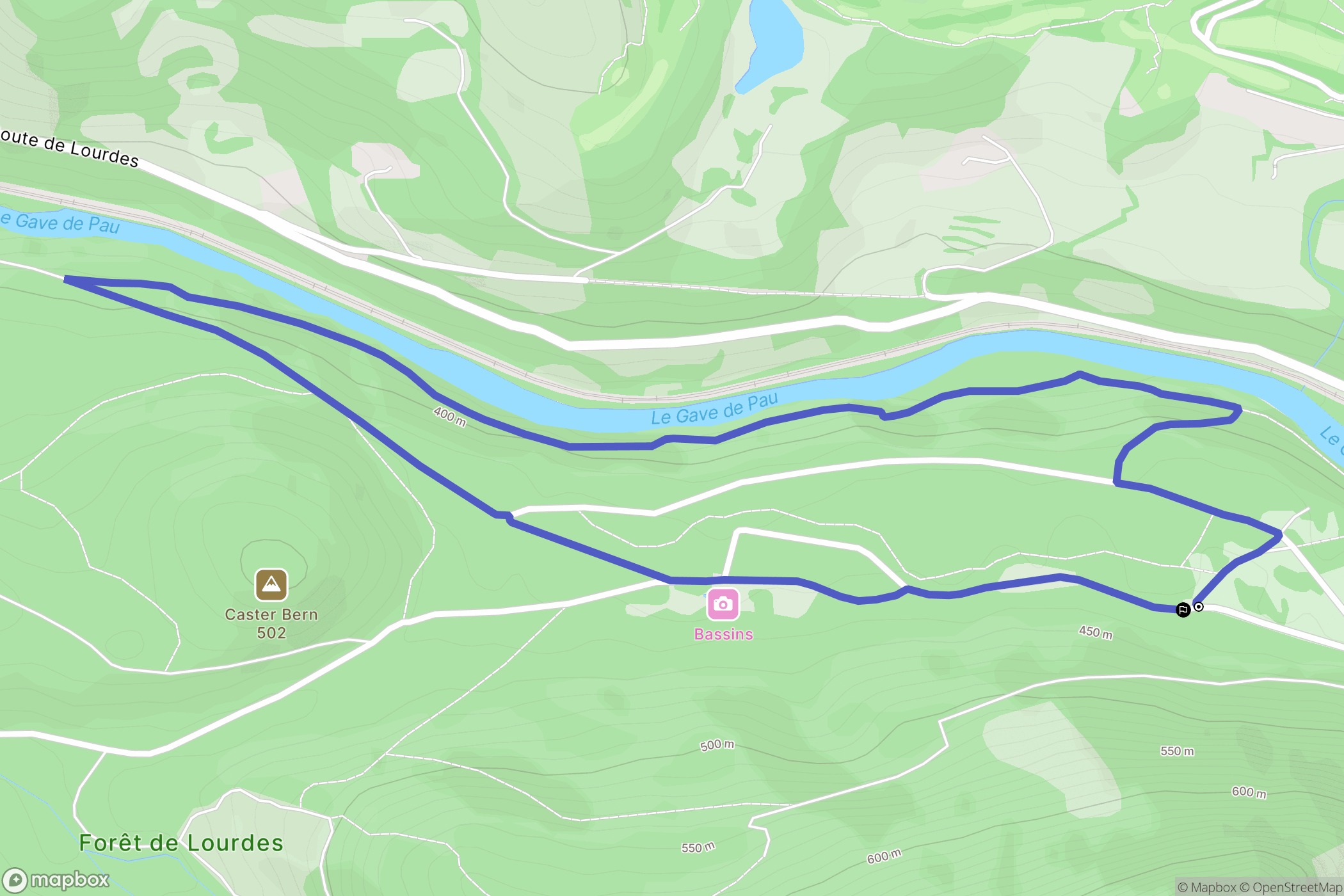 Lourdes : carte du parcours de randonnée - France
