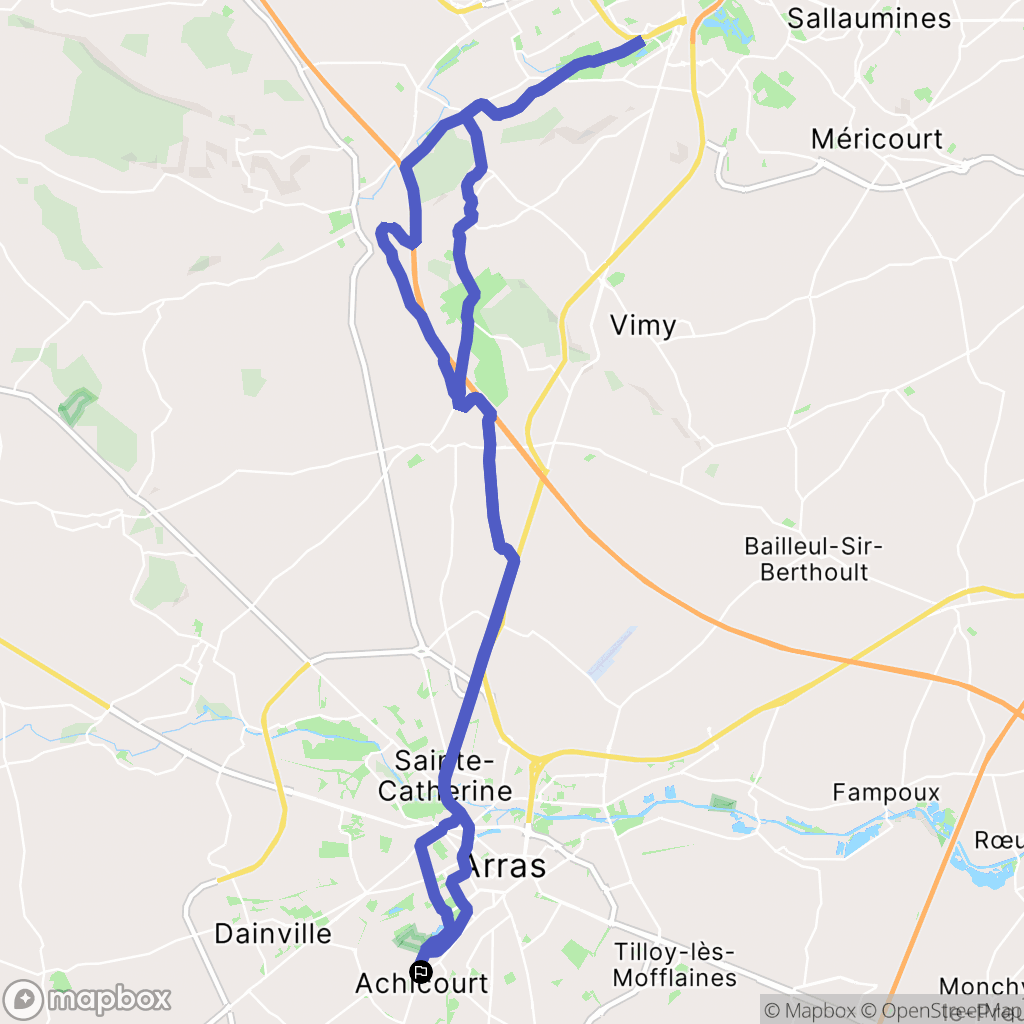 Achicourt : carte du parcours de randonnée - France