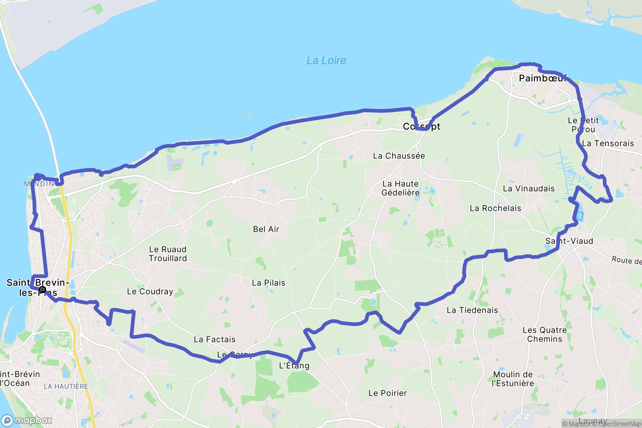 Saint-Brevin-les-Pins : carte du parcours de randonnée - France