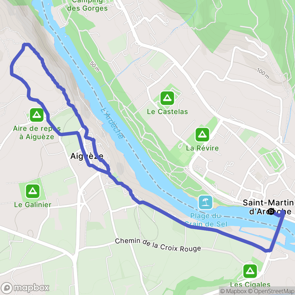 Saint-Martin-d'Ardèche : carte du parcours de randonnée - France