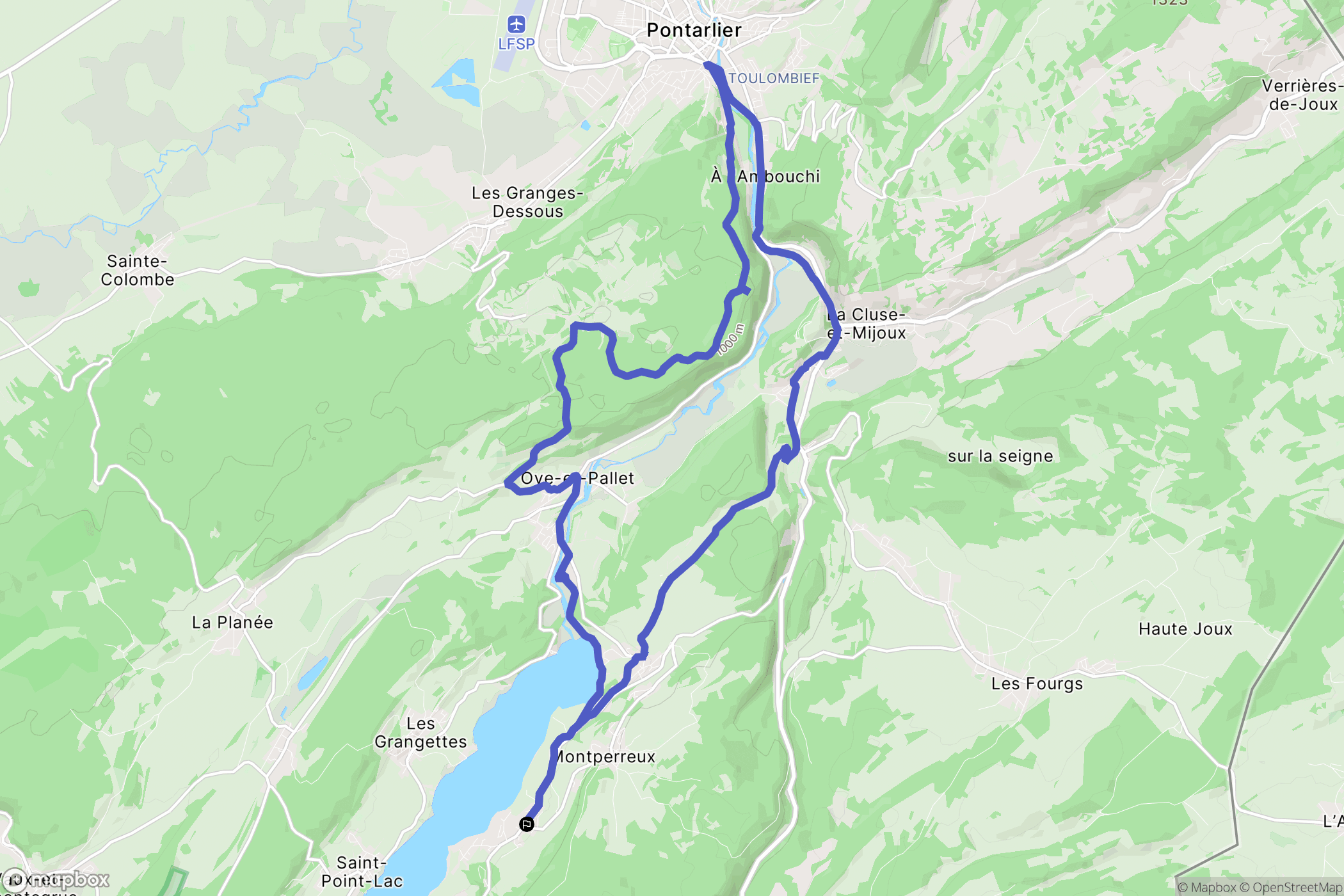 Montperreux : carte du parcours de randonnée - France