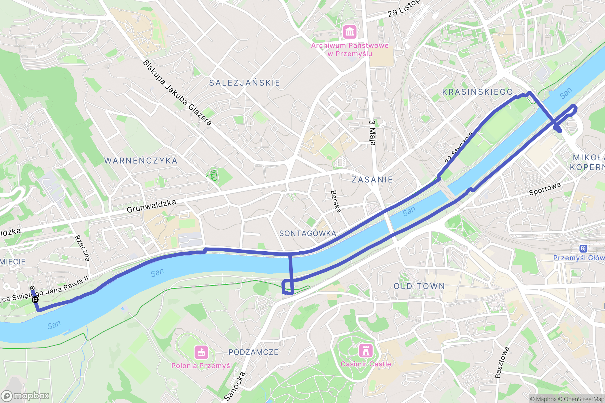 Przemyśl: mapa trasy - Poland