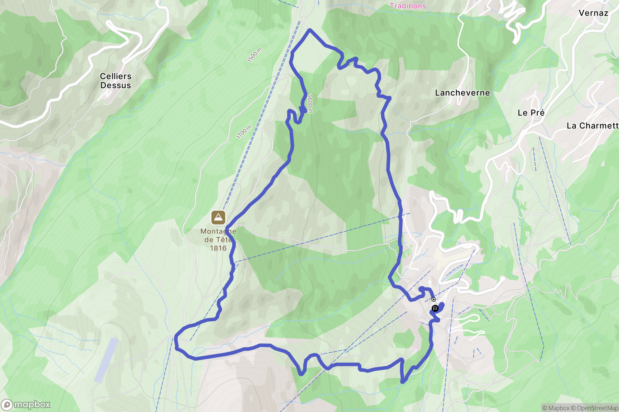 Les Avanchers-Valmorel : carte du parcours de randonnée - France