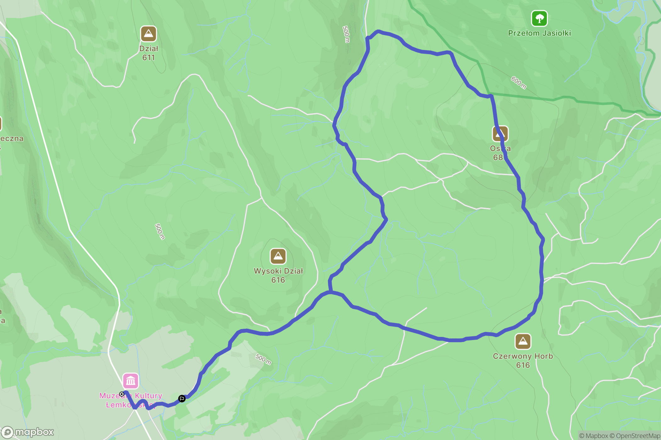 Zyndranowa: mapa trasy - Poland