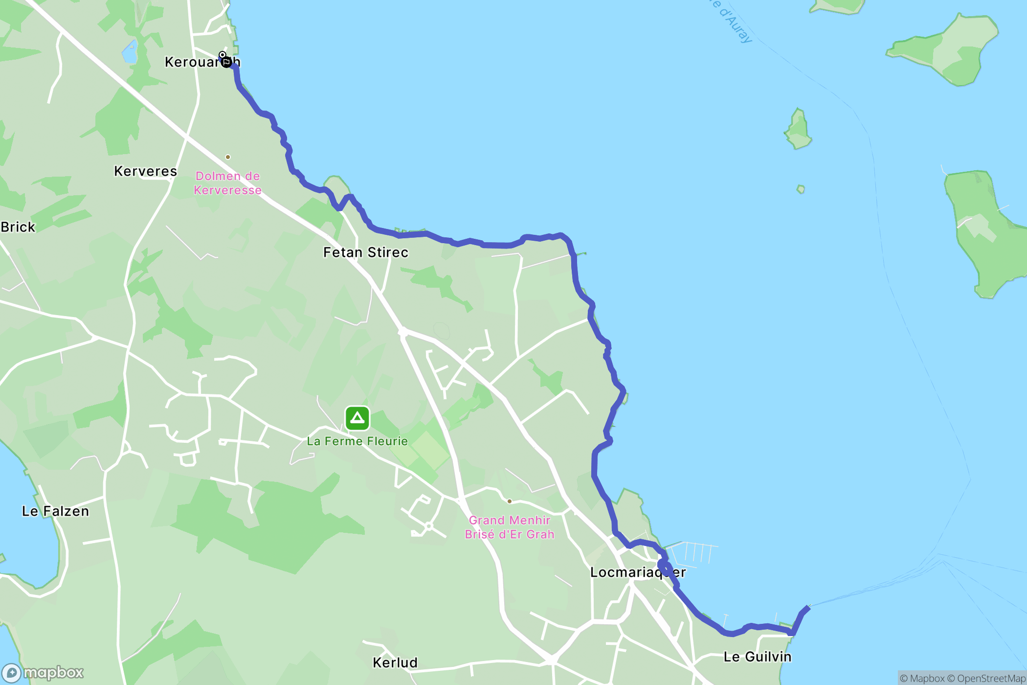 Locmariaquer : carte du parcours de randonnée - France